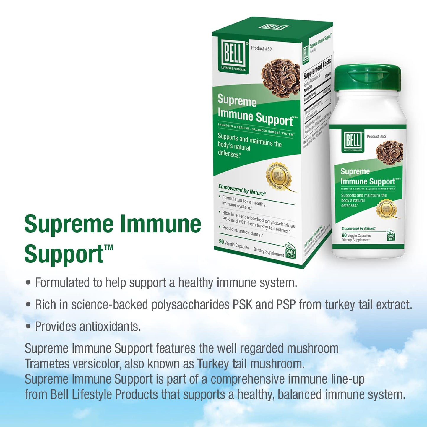 Bell Supreme Immune Support Mushroom Capsules 90 Count