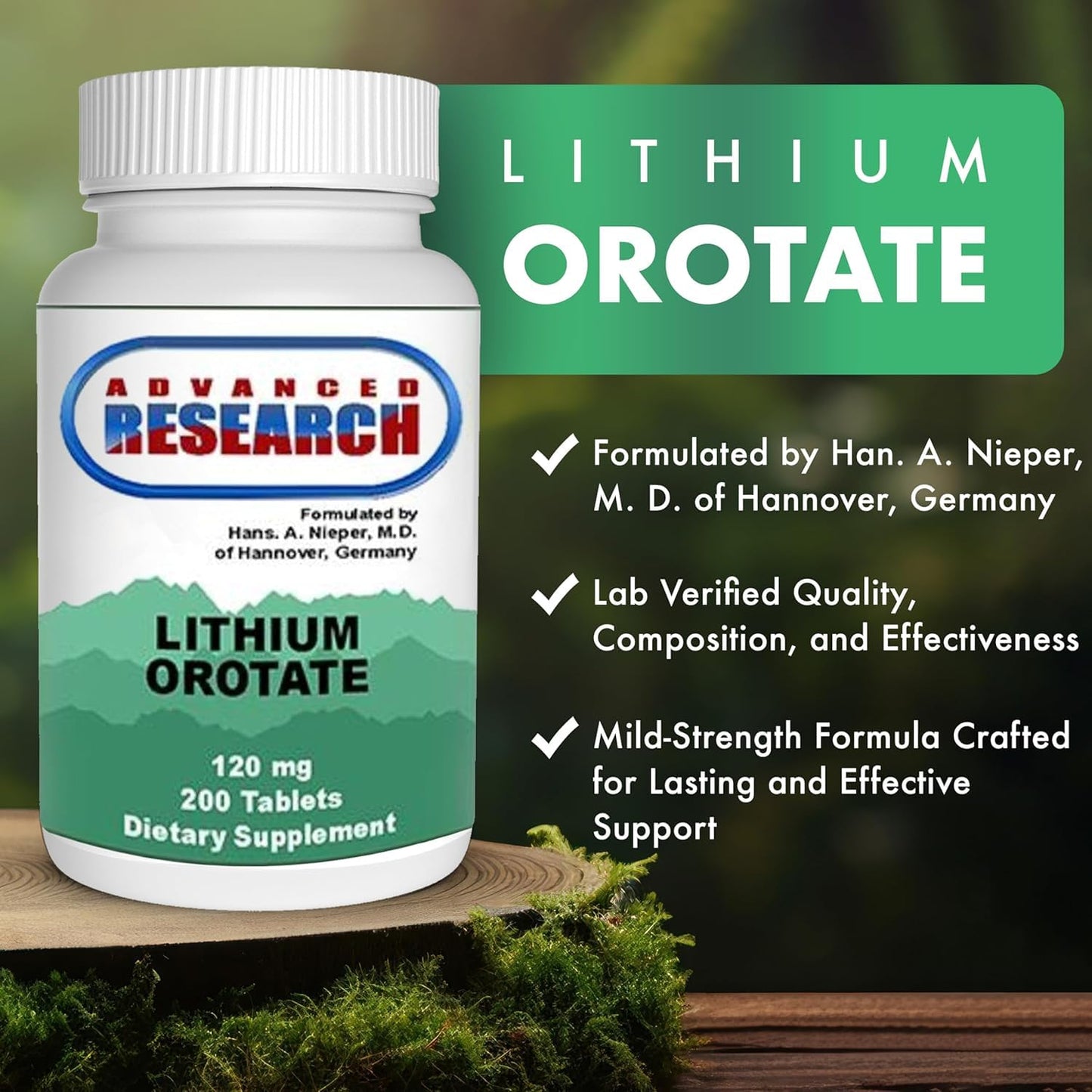 NCI Advanced Research Lithium Ootate 120 Mg Tablets, 200 Tablets (Pack of 2)
