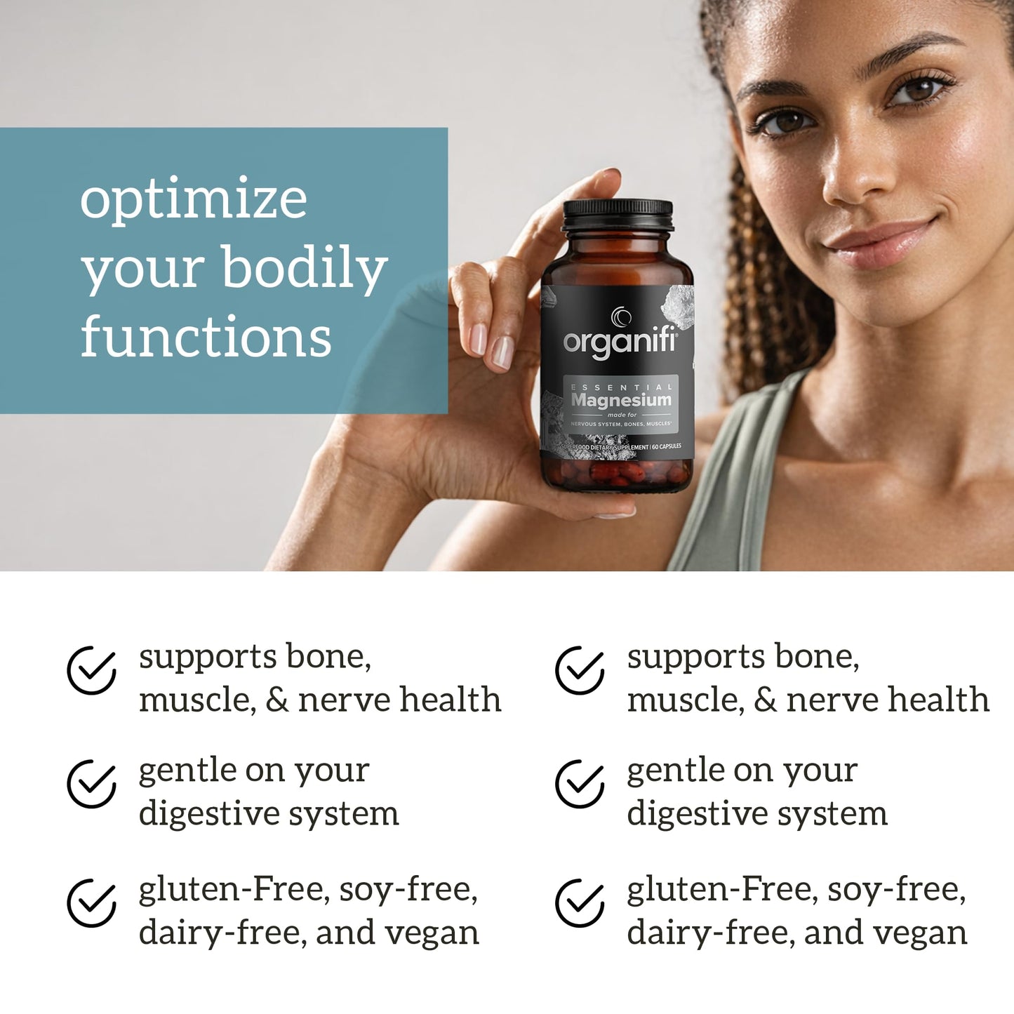 Organifi Essential Magnesium Glycinate Supplement, 60 Capsules