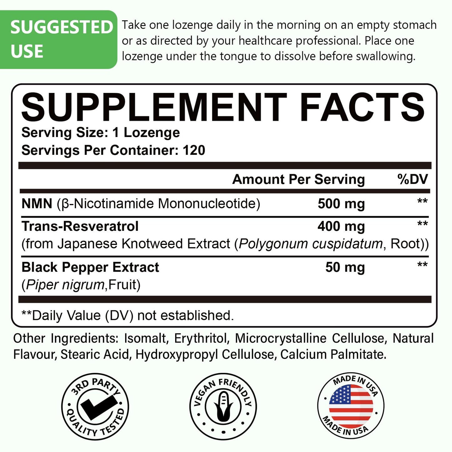 Ascuoli NMN + Trans-Resveratrol Tablet, 120 Count