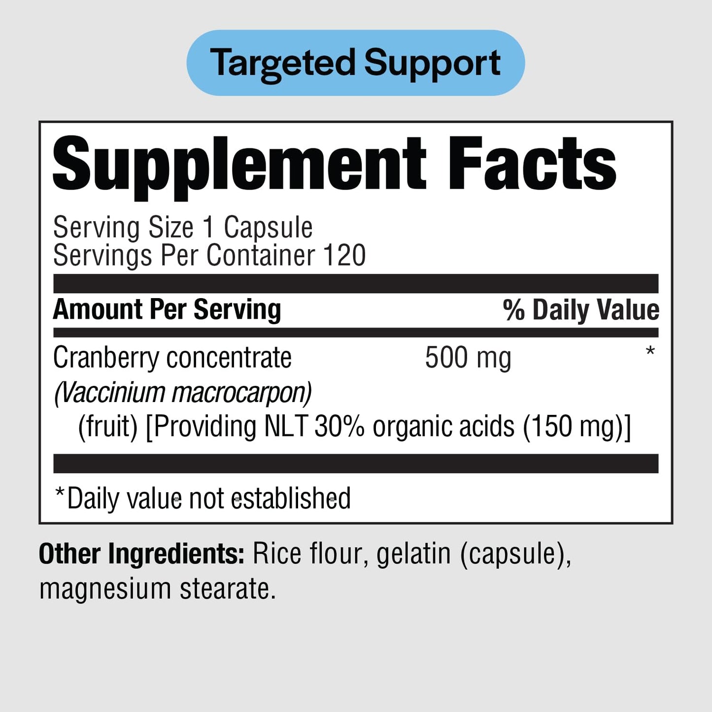 PureFormulas Cranberry 500 mg Capsules 120 Count