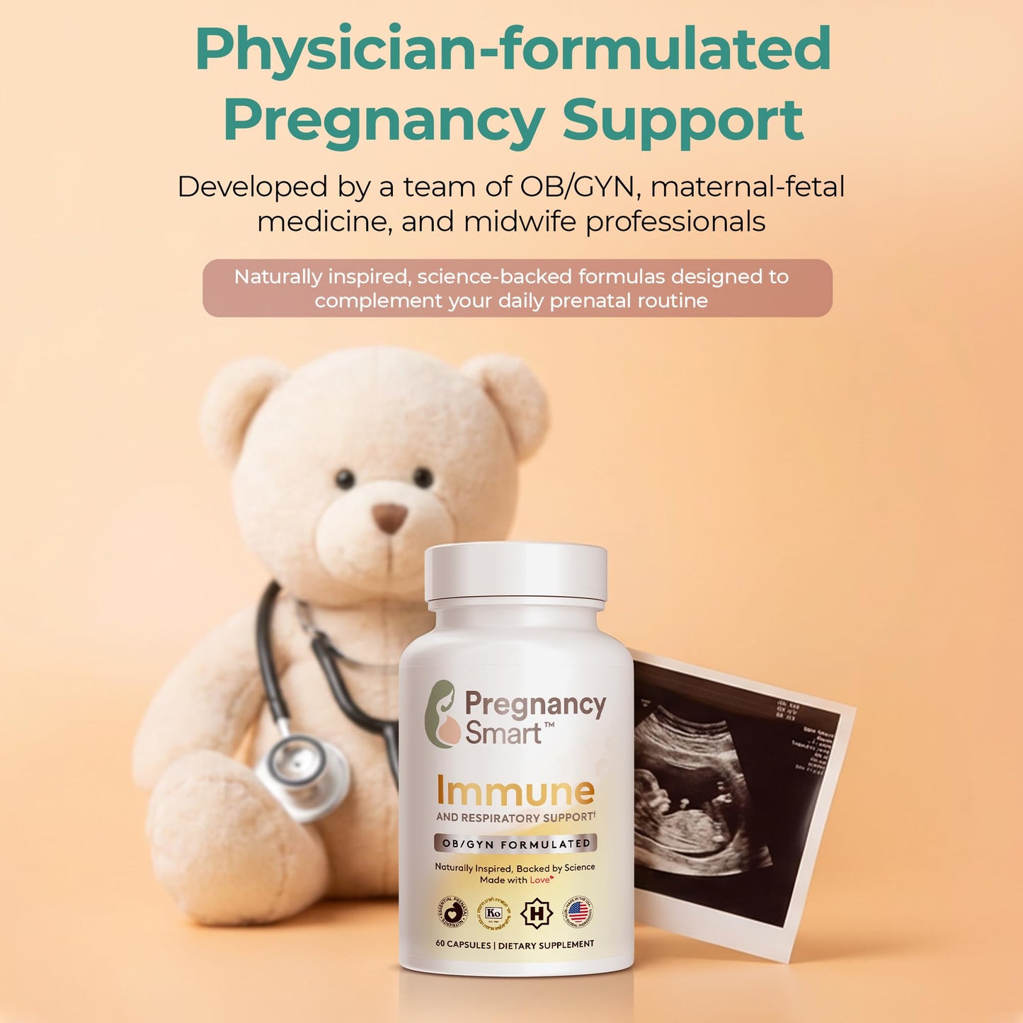 Pregnancy Smart Immune and Respiratory Support – Vitamin C, Zinc & D3 – OB/GYN Formulated, Prenatal-Friendly Immune Support Capsule, 60 Count