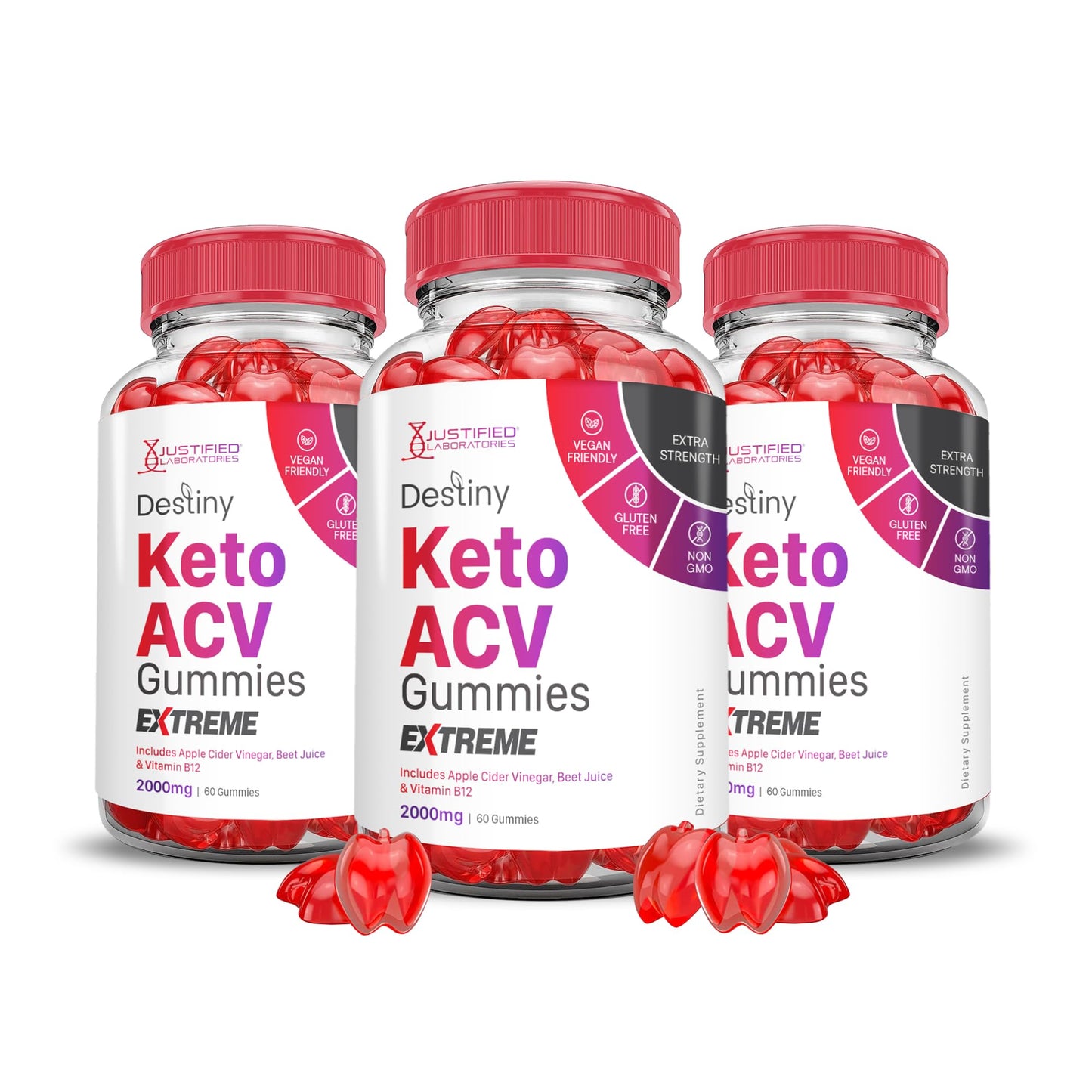 Justified Laboratories Destiny Keto ACV Gummies Extreme 180 Count