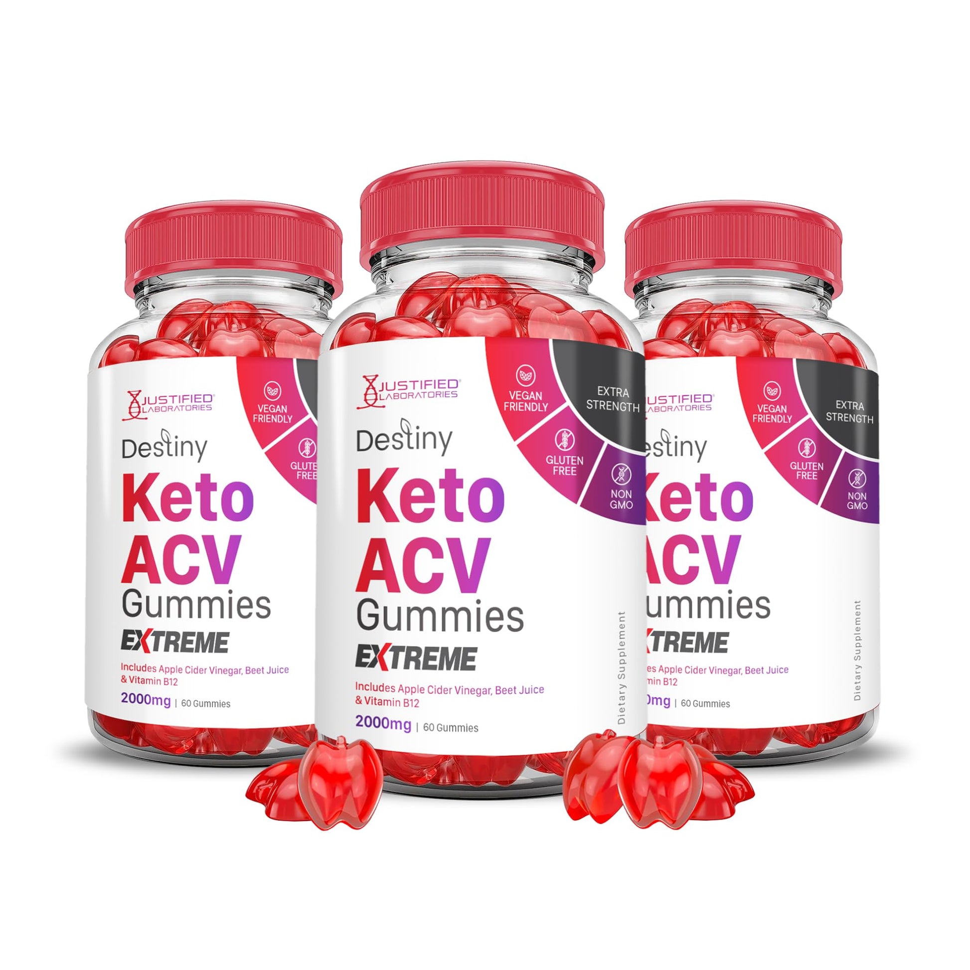 Justified Laboratories Destiny Keto ACV Gummies Extreme 180 Count