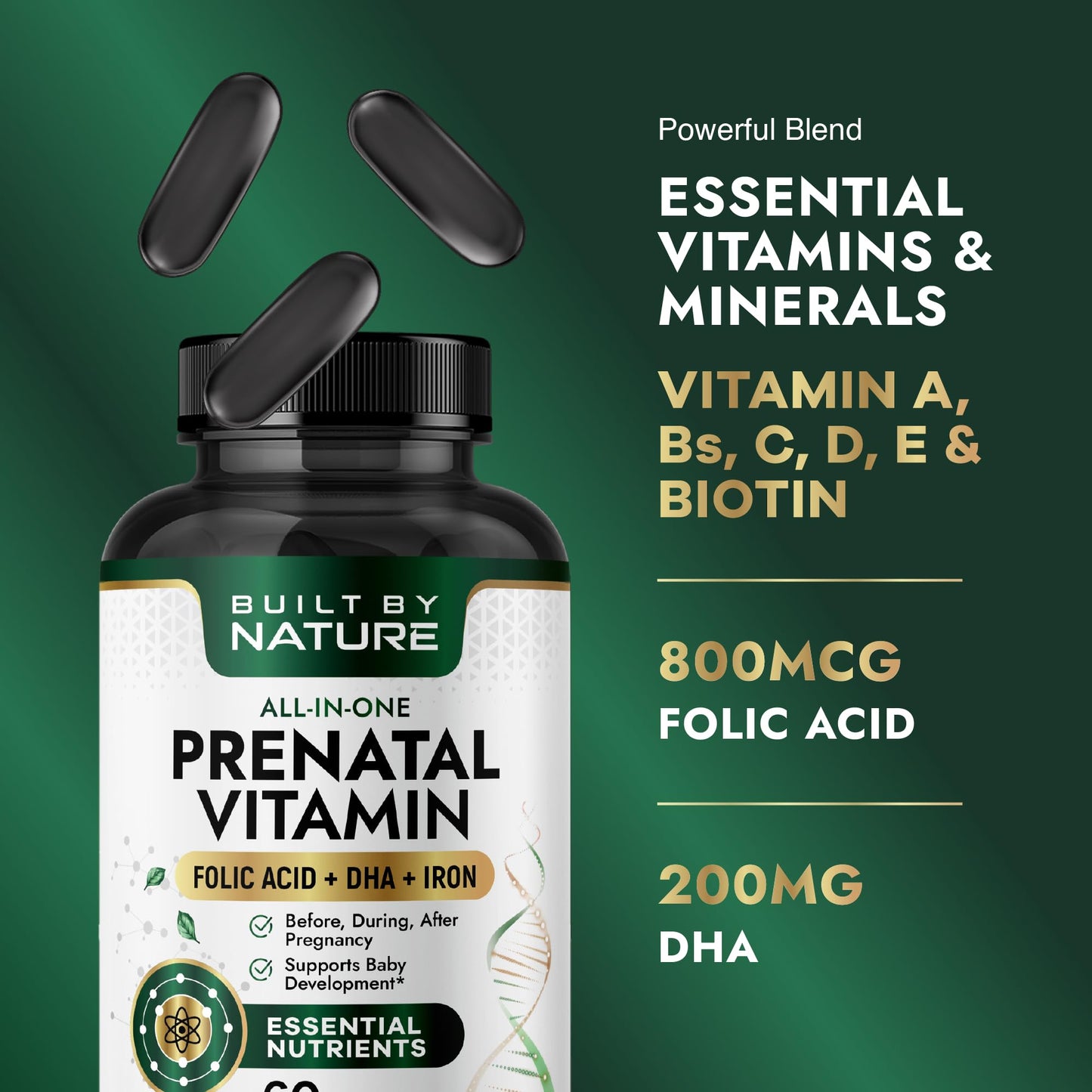 Built by Nature Prenatal Vitamins for Women Softgel, 60 Softgels