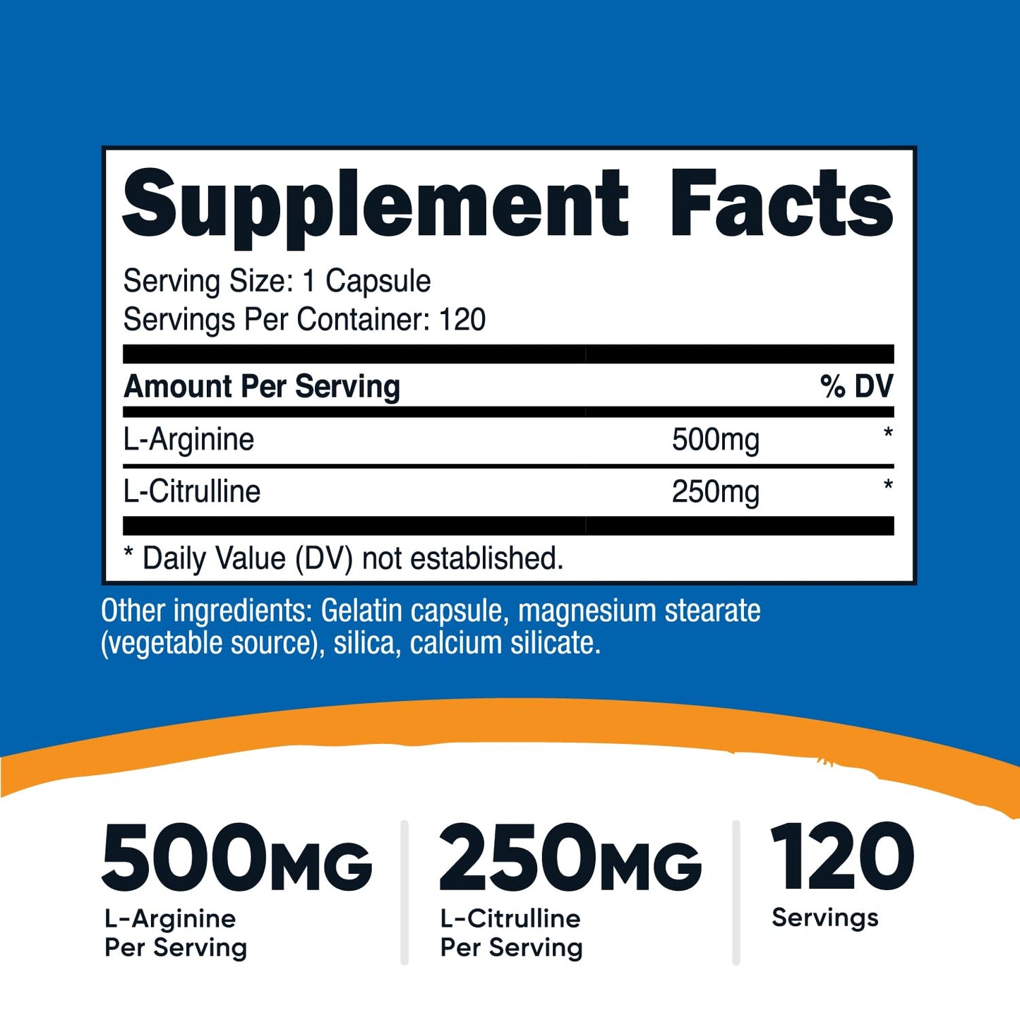 Nutricost L-Arginine L-Citrulline Complex 750mg Capsules, 120 Count