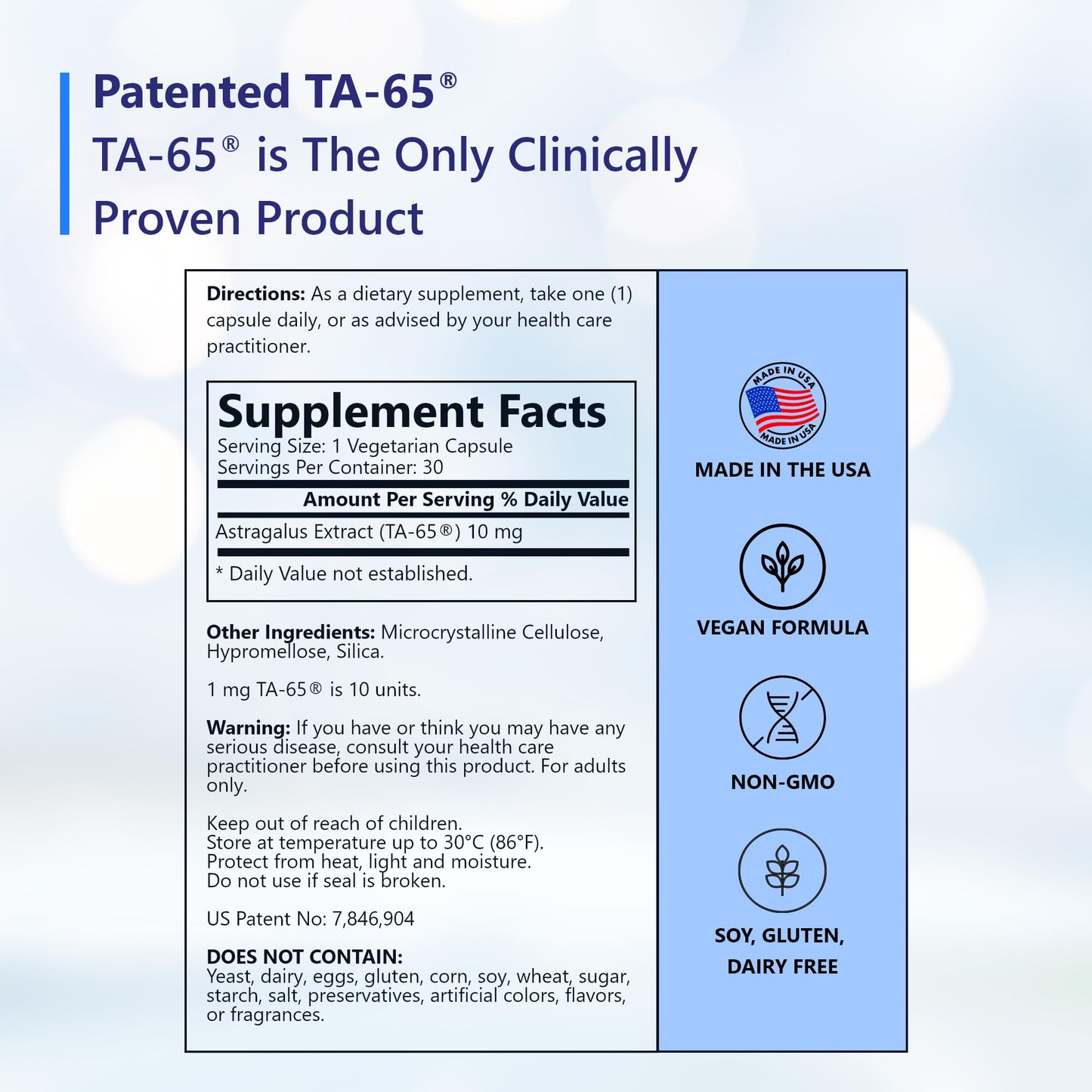 T.A. Sciences Telomerase Activation Supplement TA 65 MD Capsules 30 Count