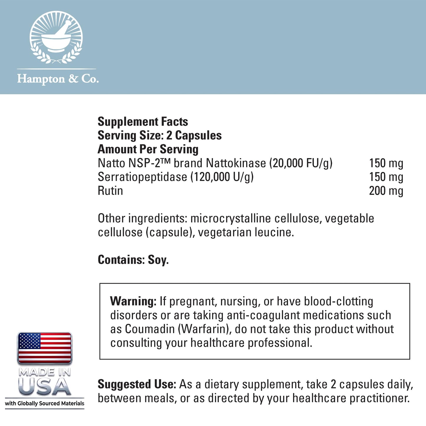 Hampton Distribution Nattokinase High-Potency Complex Capsules 60 Capsules