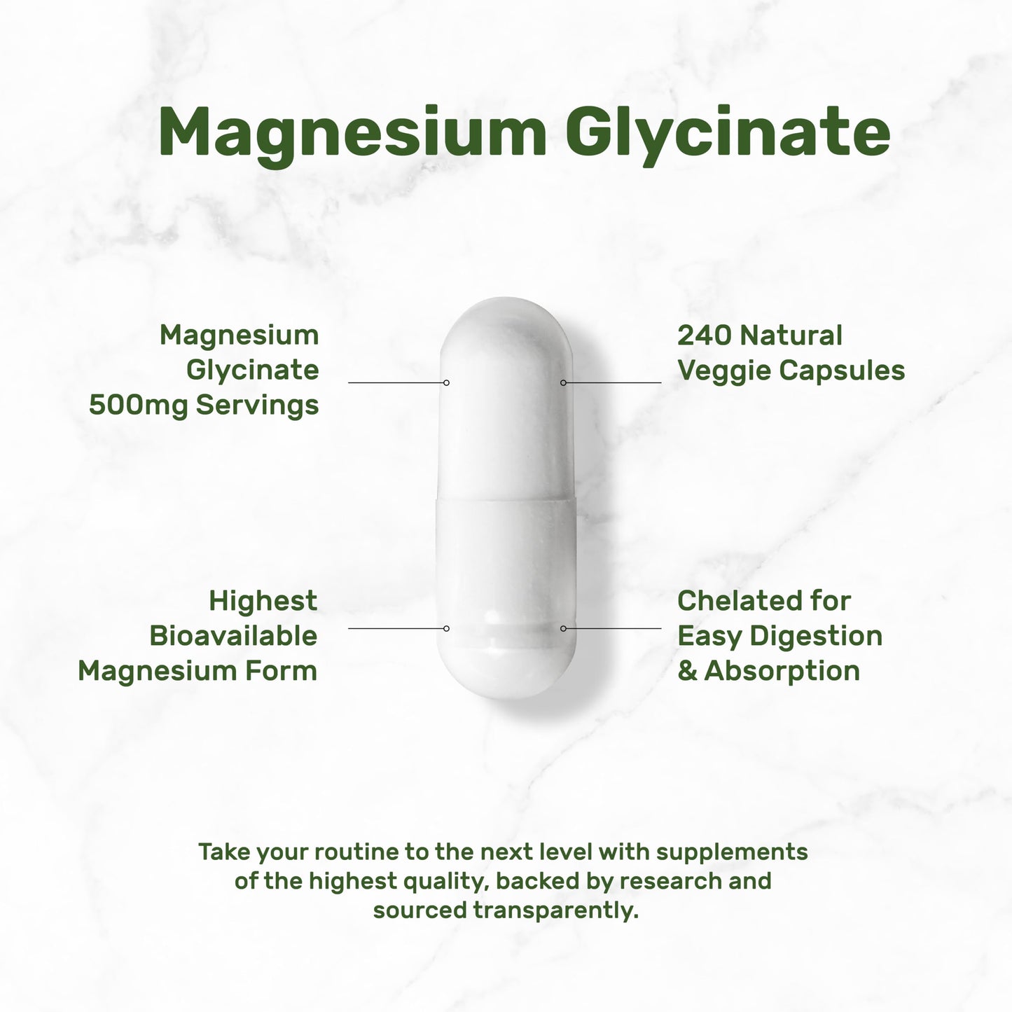 Deal Supplement Magnesium Glycinate 500mg Veggie Capsules, 240 Count
