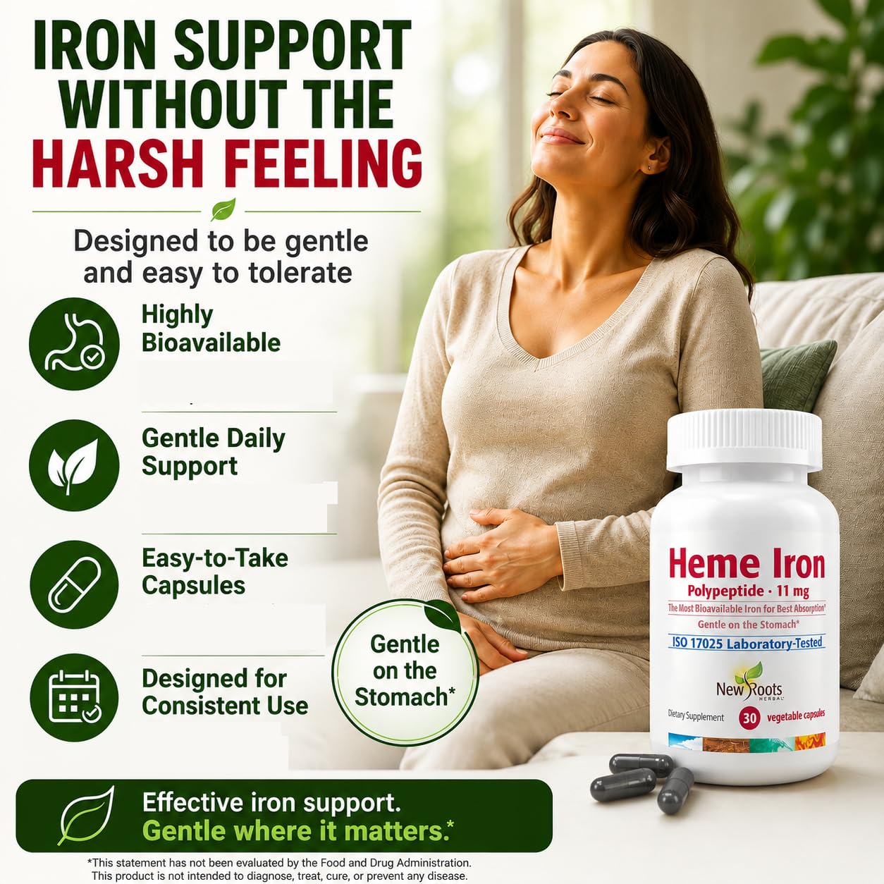 NEW ROOTS HERBAL Heme Iron Supplement Capsule 30 Count