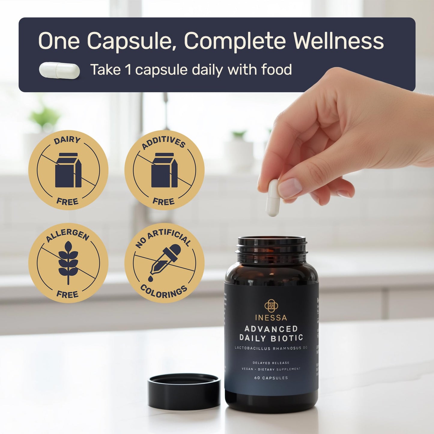 Inessa Daily Biotic Probiotics for Women Digestive Health 60 Capsules