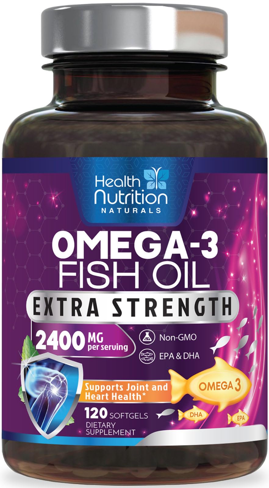 Health Nutrition Naturals Omega-3 Fish Oil Supplements Softgels 120