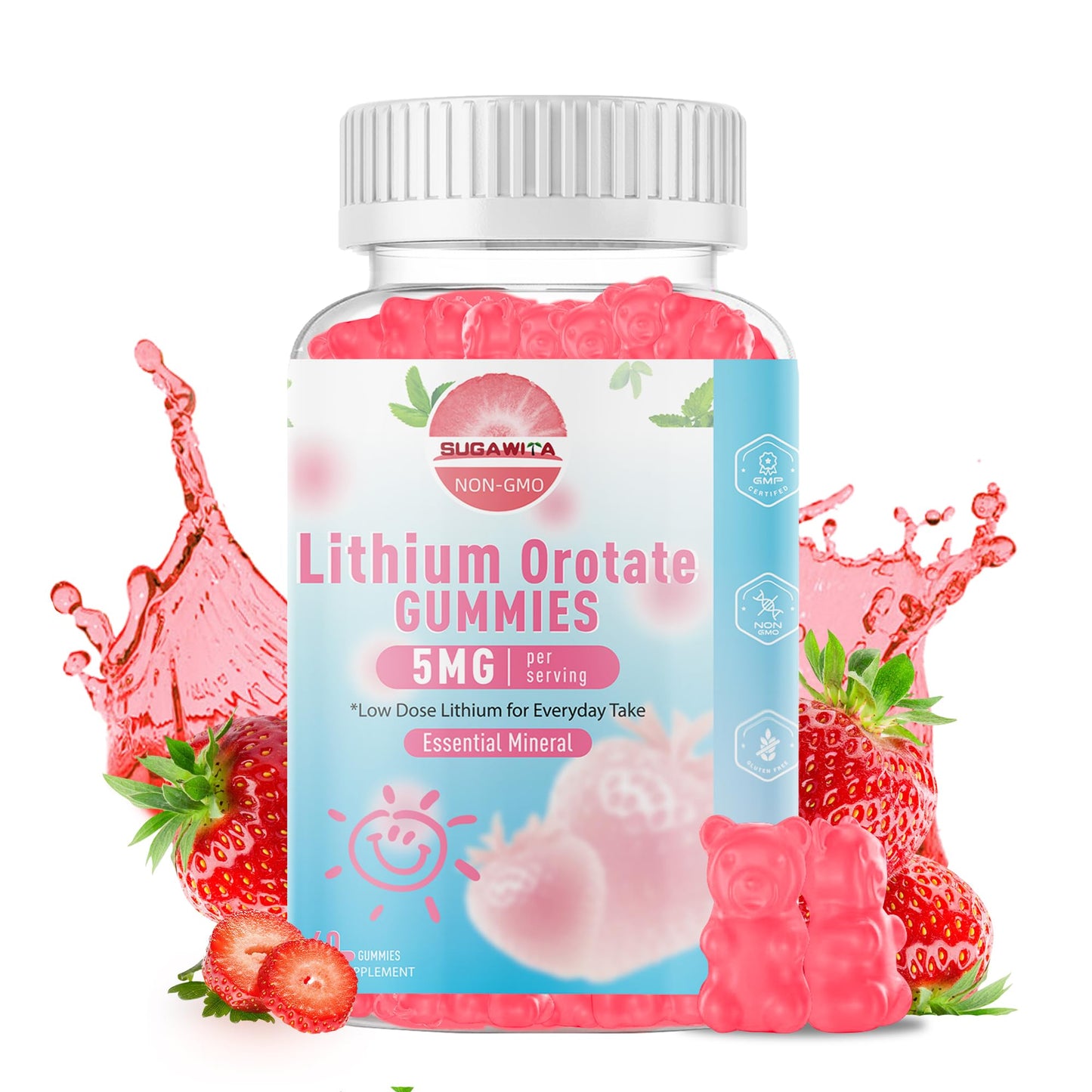 SUGAWITA Lithium Orotate 5mg Gummies, 60 Count