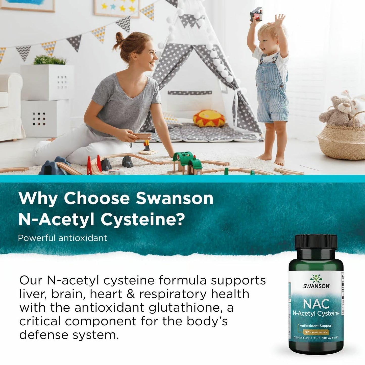 Swanson Premium Brand N-Acetyl Cysteine 600 mg Vegan Capsules 300