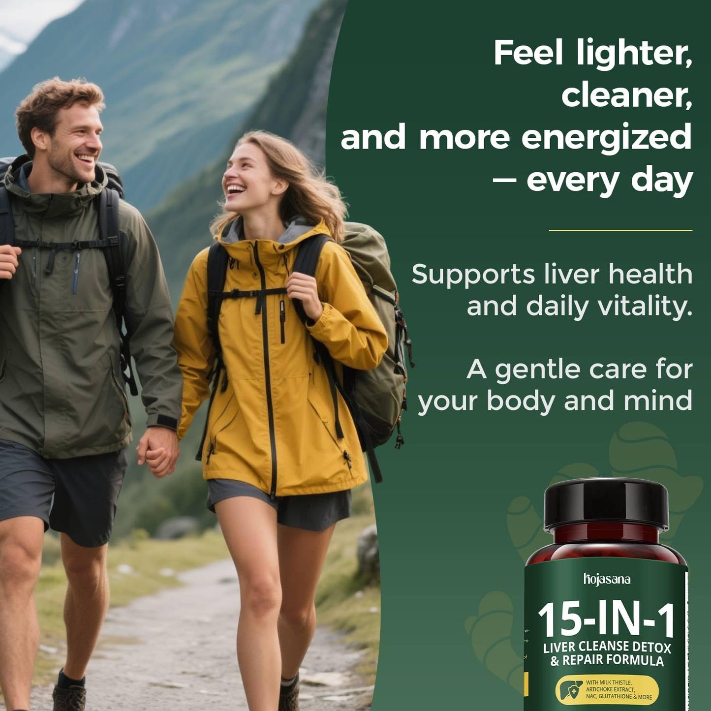 HojaSana Milk Thistle Liver Detox Supplement – Liver Cleanse Detox & Repair with Glutathione, NAC, Turmeric, Artichoke & Reishi Mushroom – Supports Detox, Metabolism & Liver Health Capsules 60 Count