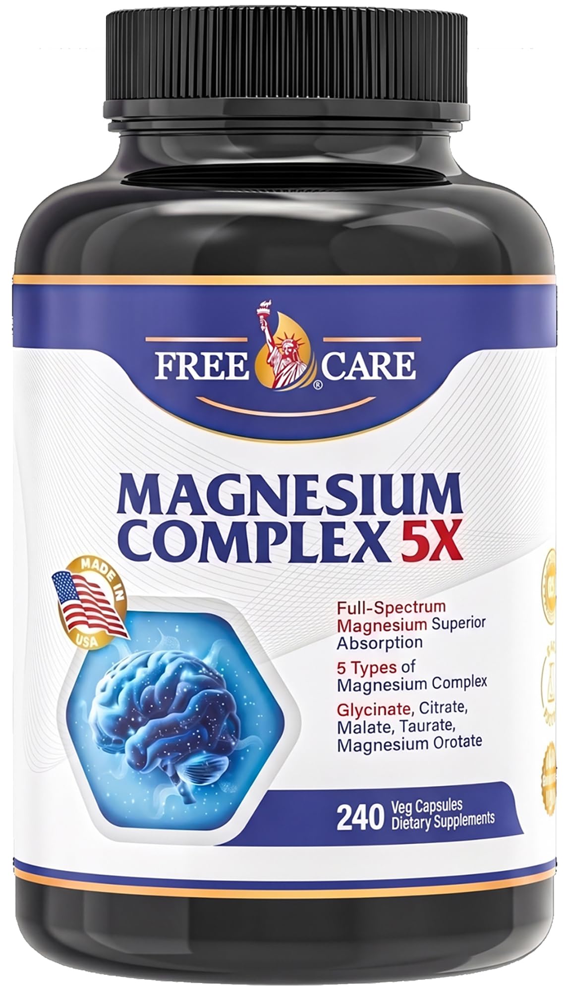 FreeCare Magnesium Complex Veggie Capsules, 820mg, 240 Capsules