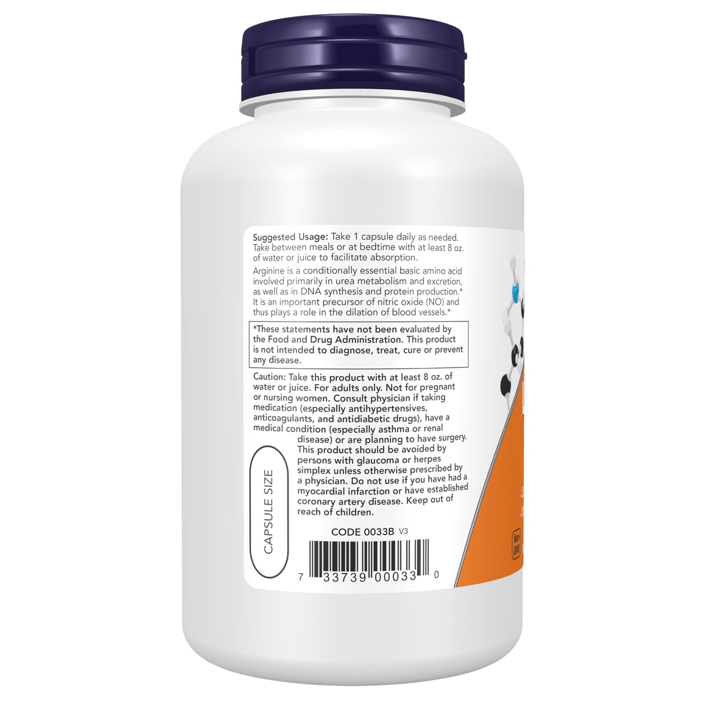 NOW Foods L-Arginine 700 mg, Nitric Oxide Precursor*, Amino Acid, 180 Veg Capsules