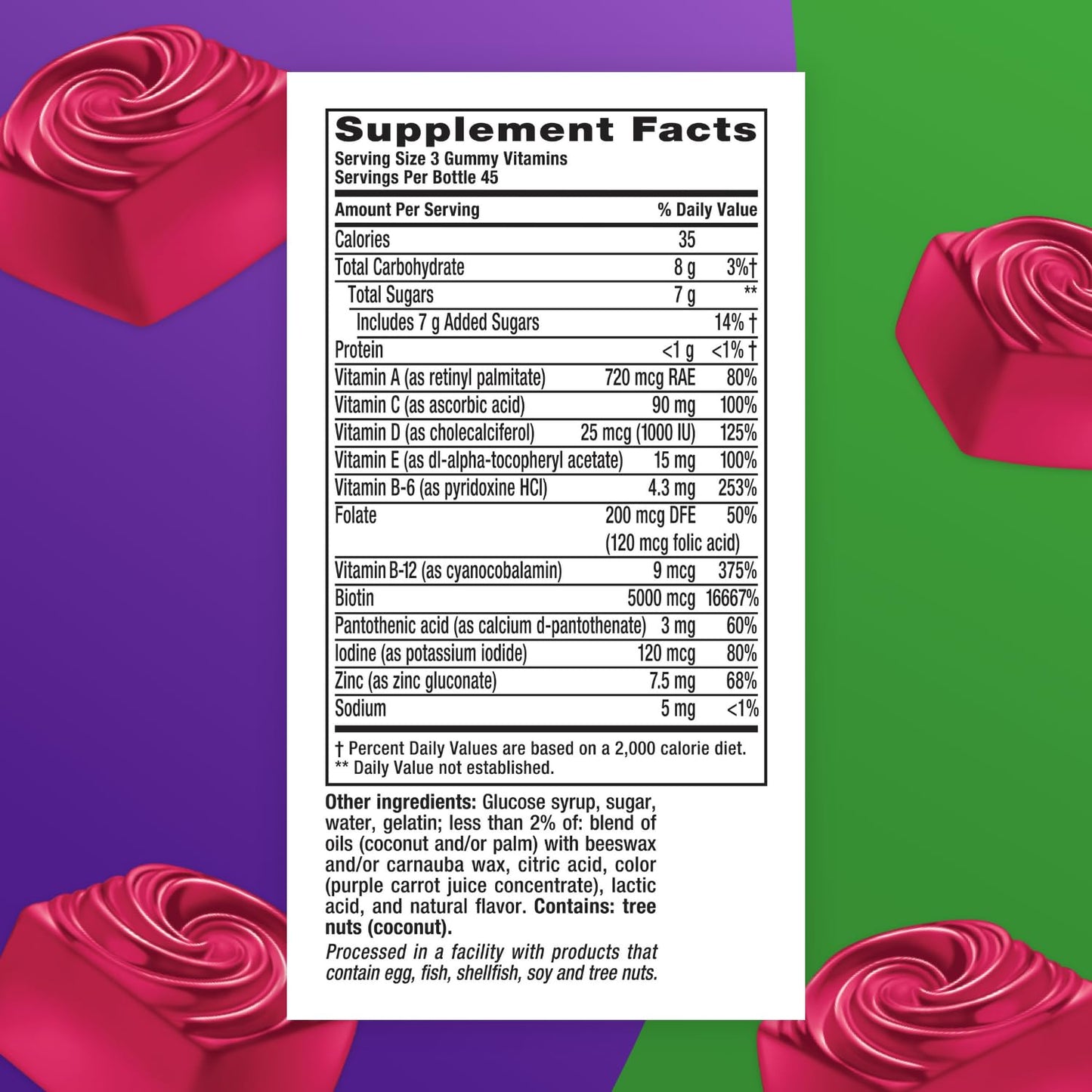 Vitafusion Gorgeous Hair, Skin & Nails Multivitamin Gummy, 135 Count