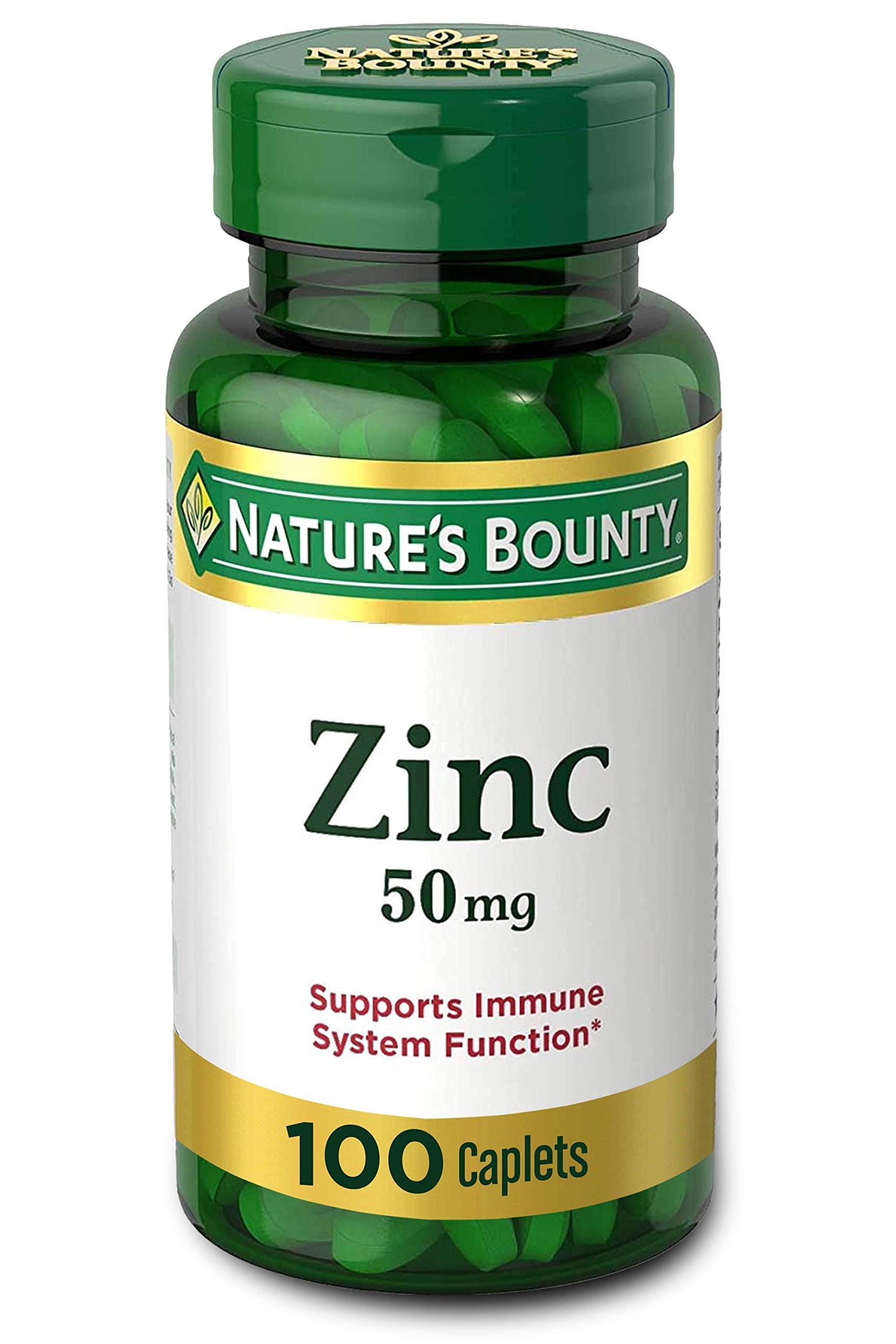 Nature's Bounty Zinc (Zinc Gluconate) 50 mg Caplets, 100 Count