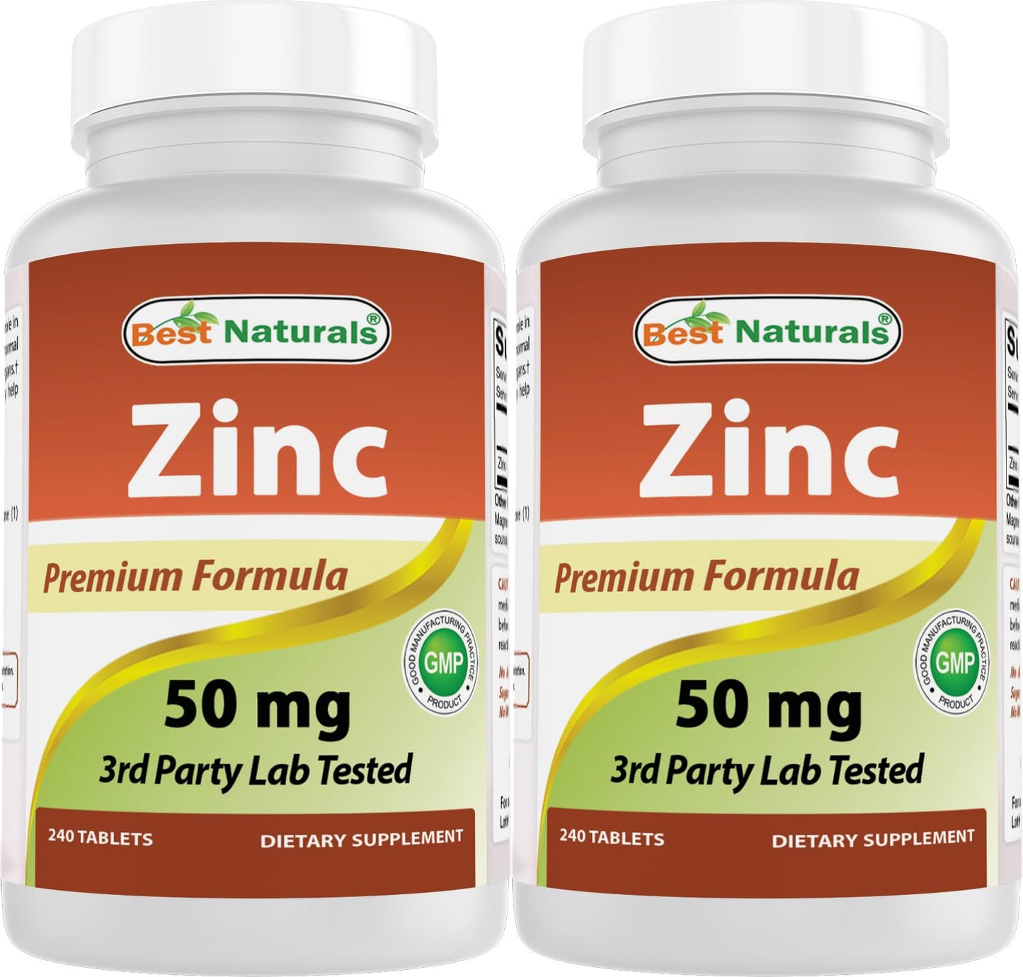 Best Naturals Zinc Gluconate 50mg Supplement Tablets 480