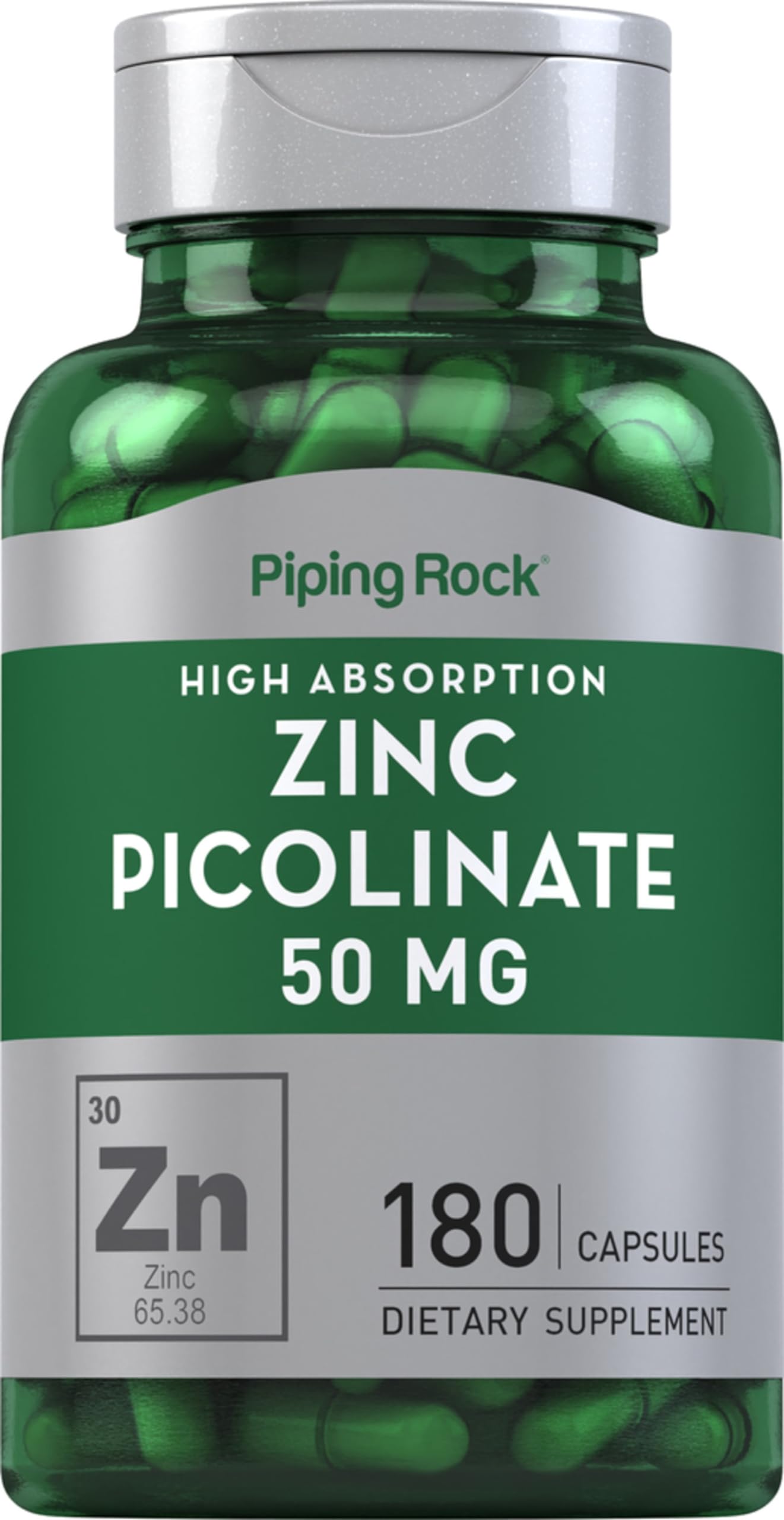 Piping Rock Zinc Picolinate 50 mg Capsules 180 Count