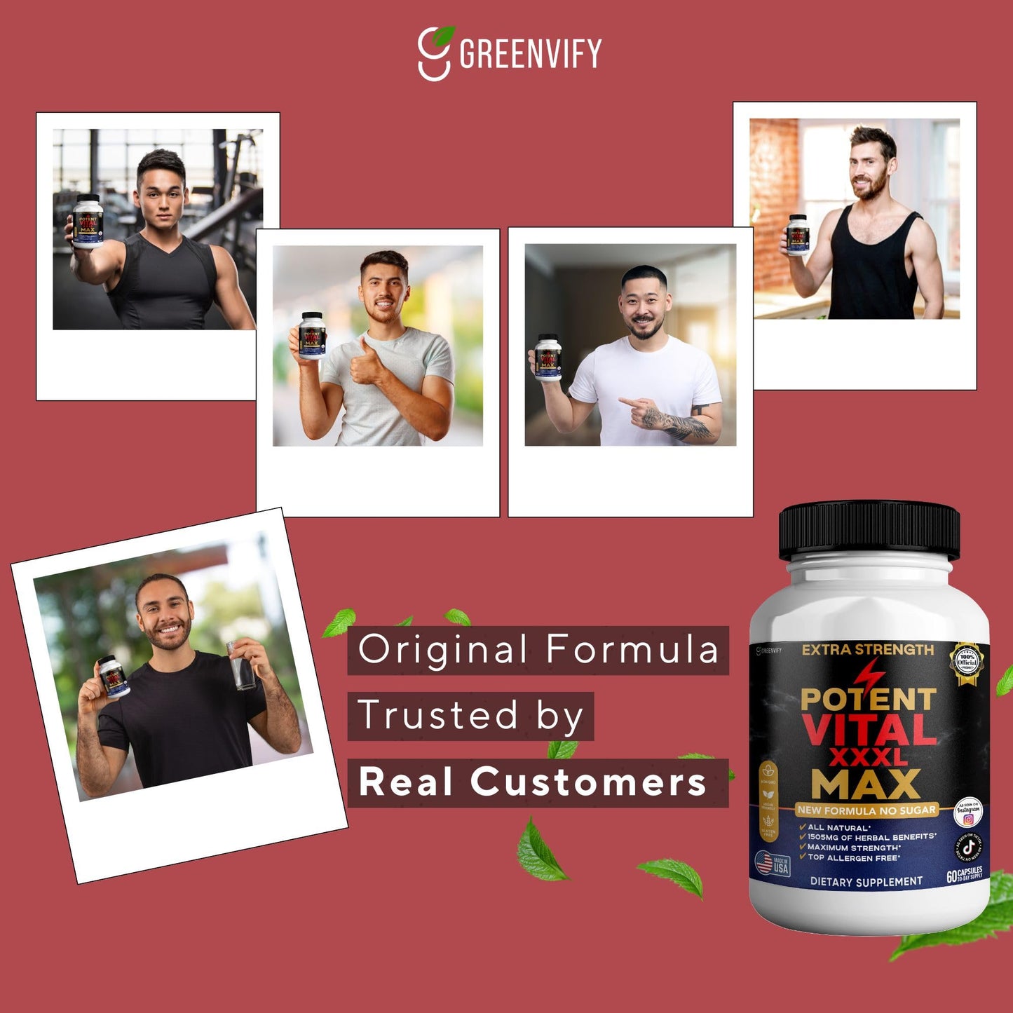 GREENVIFY Potent Vital XXXL Max Dietary Supplement Organic Maca Root Capsule 60