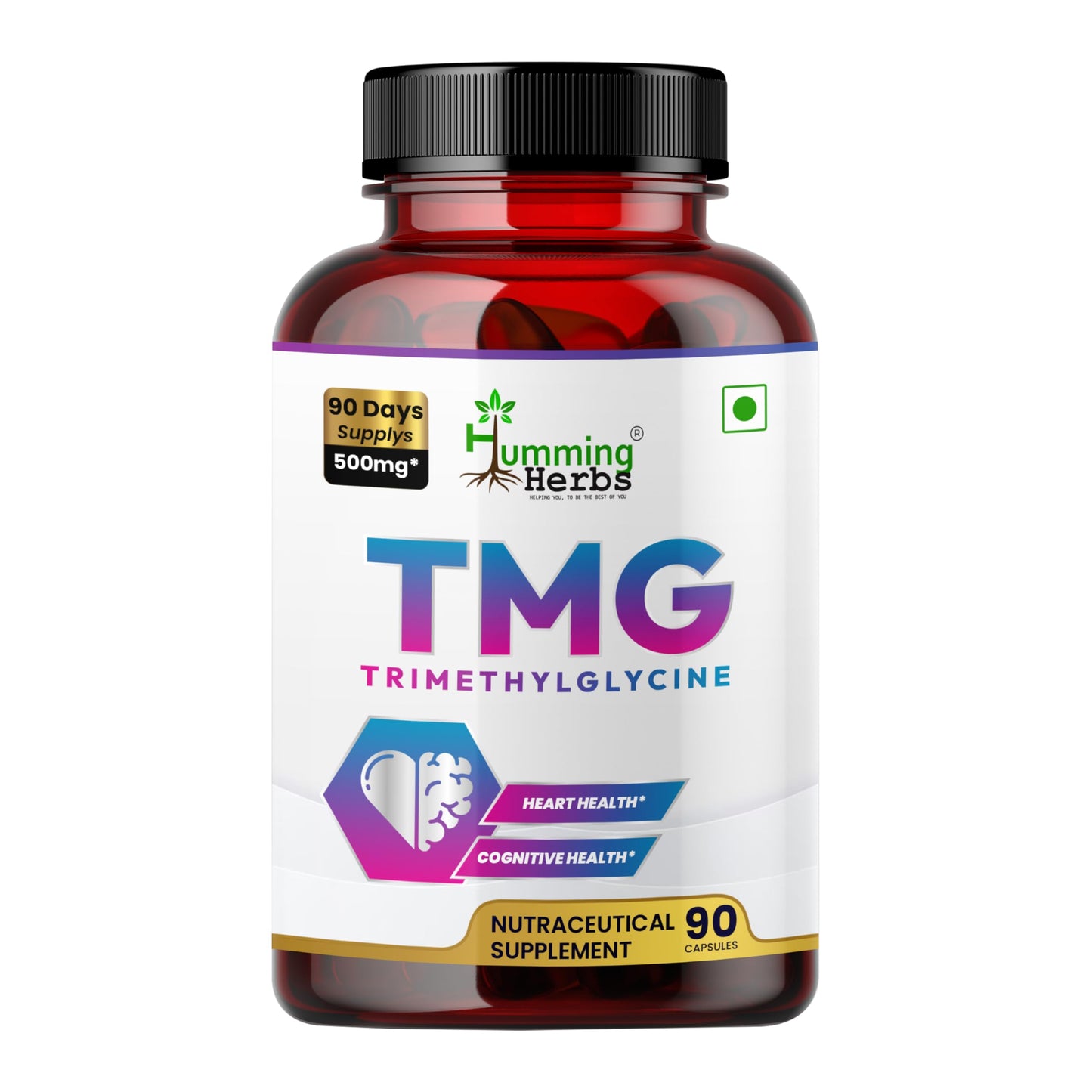 Humming Herbs TMG Supplement Trimethylglycine 500 mg Capsules 90 Count