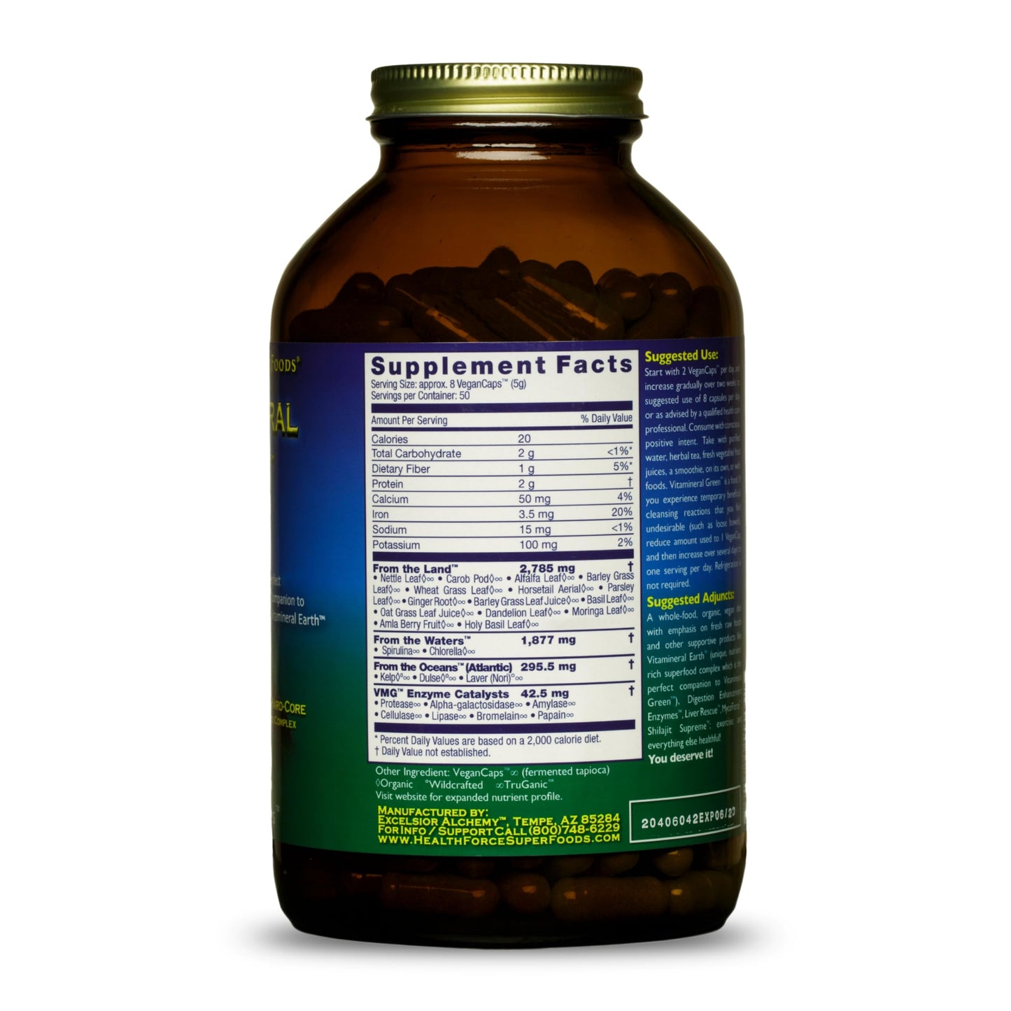 HEALTHFORCE SUPERFOODS Vitamineral Green Mineral Supplement for Immune & Thyroid Support 400 Capsules