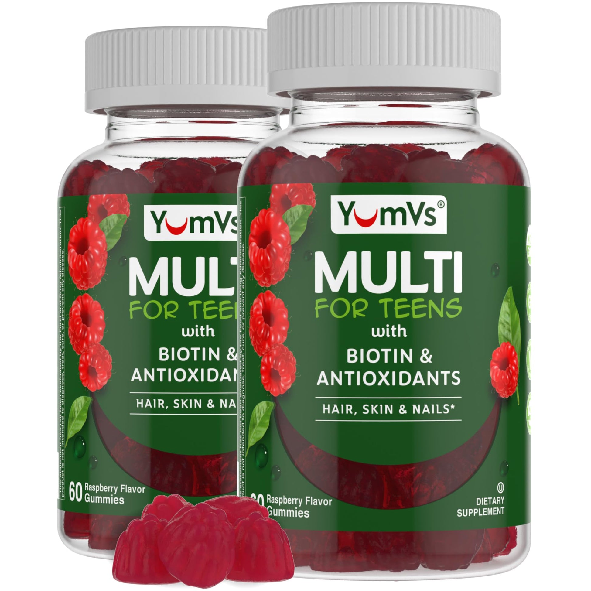 YUM-V'S Teen Multivitamin Gummies with Biotin and Antioxidants, 120 Gummies