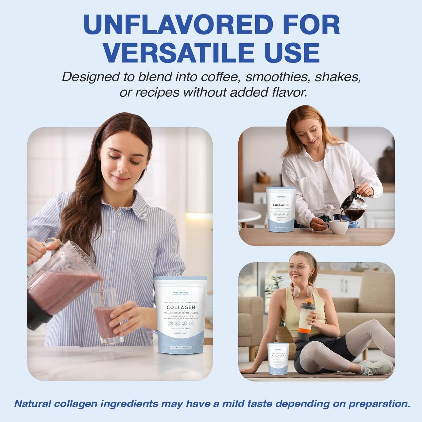 Progressive Laboratories Multi Collagen Peptides Powder – Types I, II, III, V & X with Biotin, Vitamin C & Hyaluronic Acid – Grass-Fed, Non-GMO, Unflavored Collagen Powder Supplement for Skin, Hair, Nails & Joint Support, 16.23