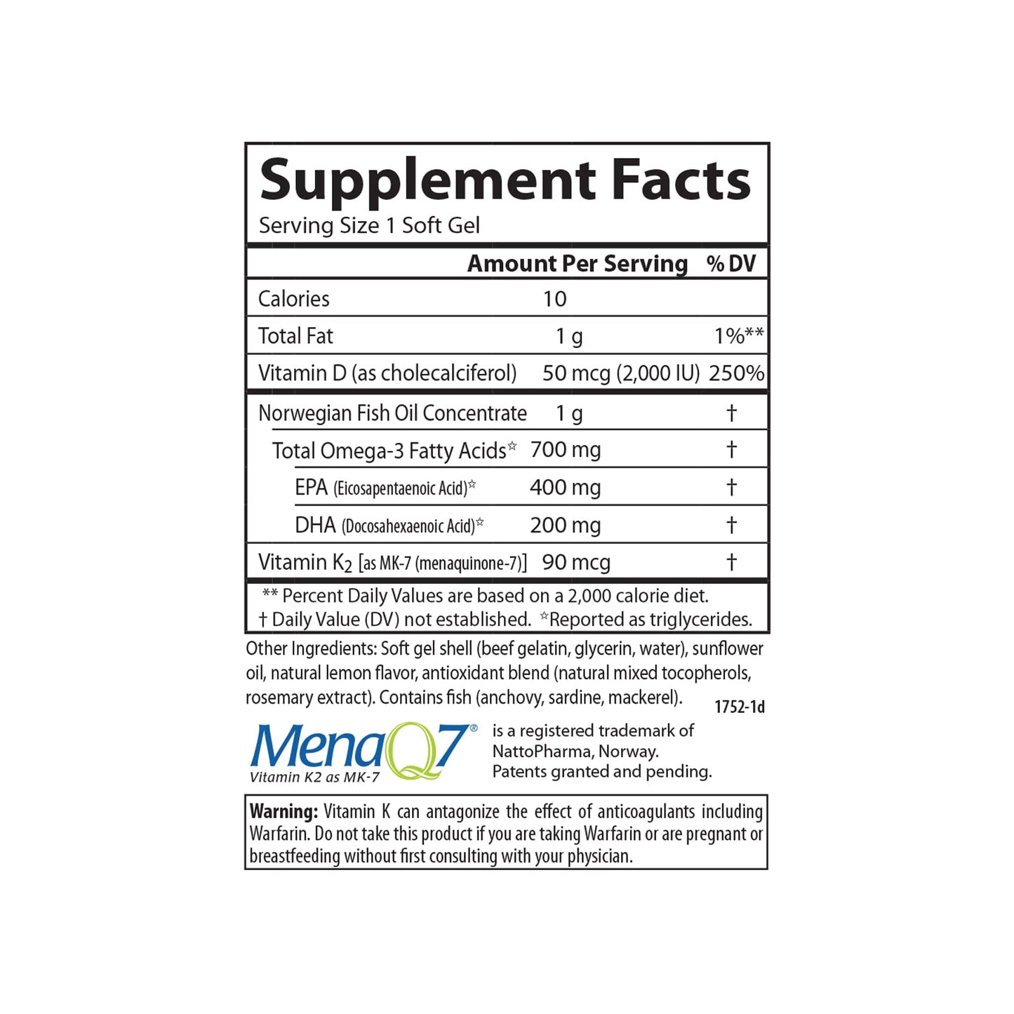Carlson Elite Omega-3 Plus D & K Softgels 180