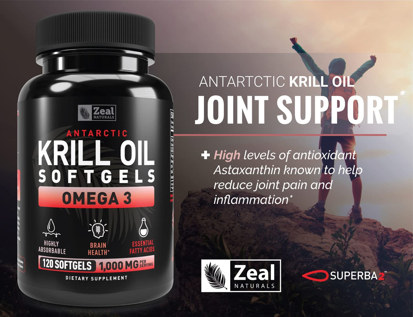 Zeal Naturals Antarctic Krill Oil 1000mg Softgels 120 Count