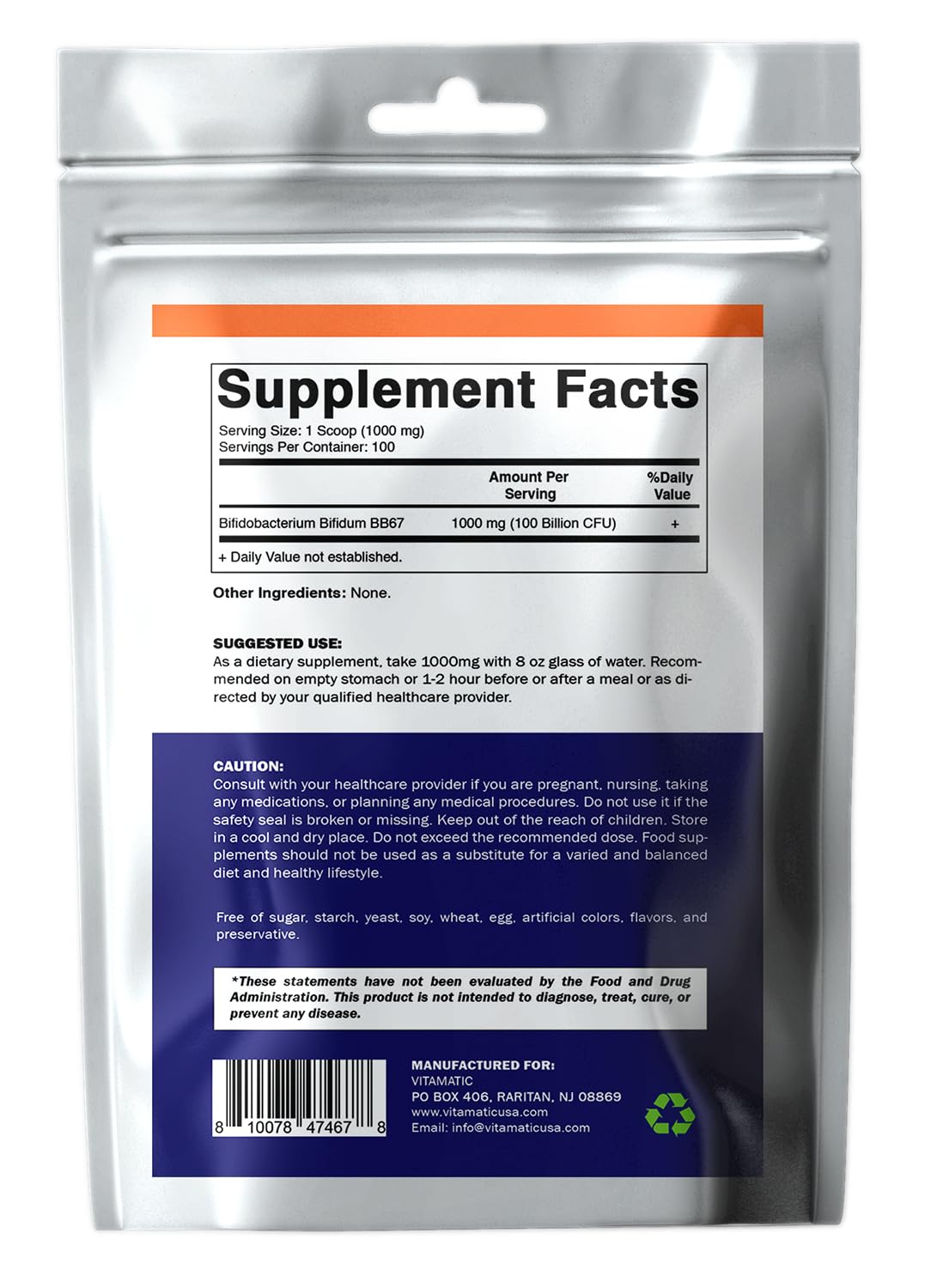 Vitamatic Bifidobacterium Longum Powder, 1 Ounce