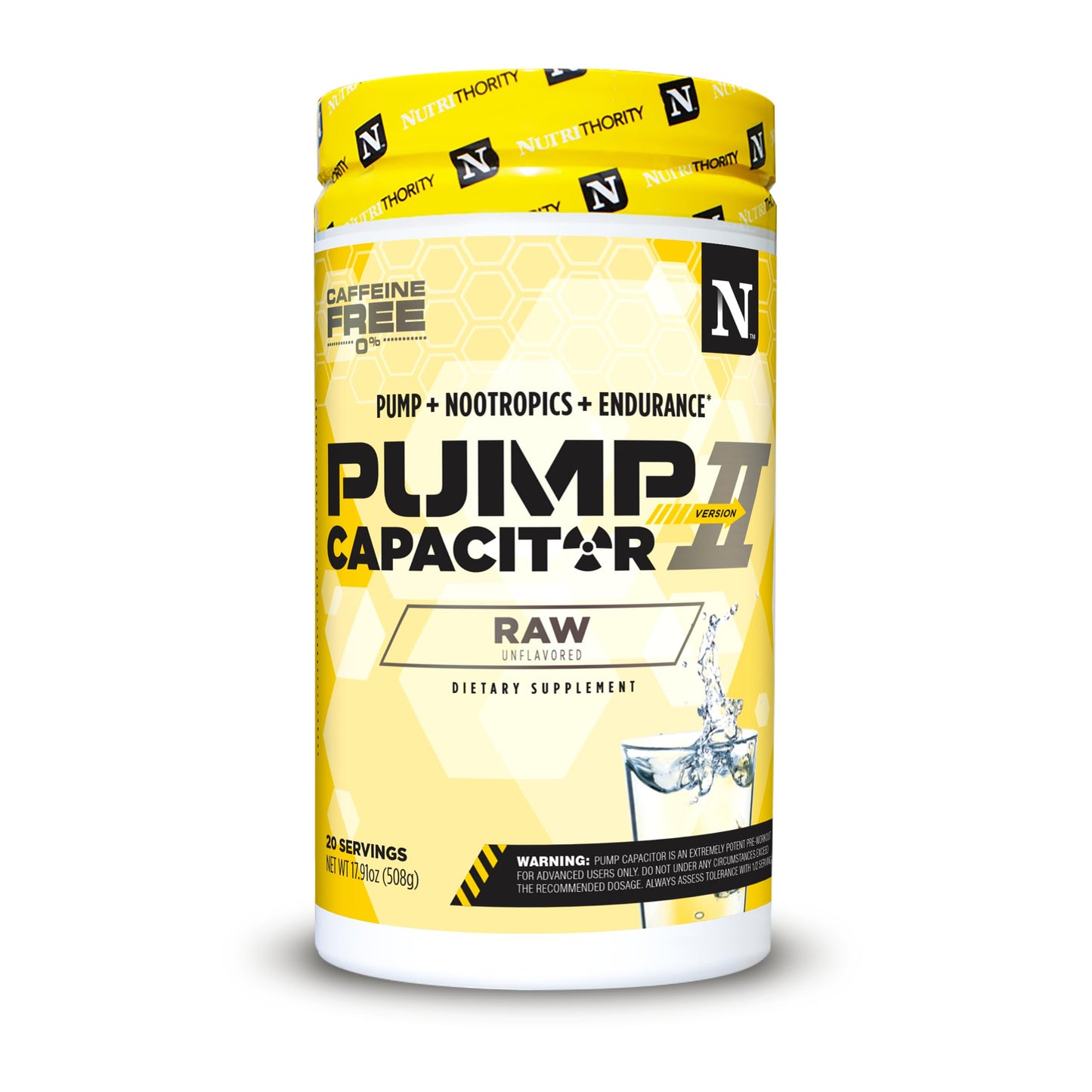 Nutrithority Pump Capacitor Non-Stimulant Sugar-Free Pre Workout for Men & Women, Unflavored (Powder), 19