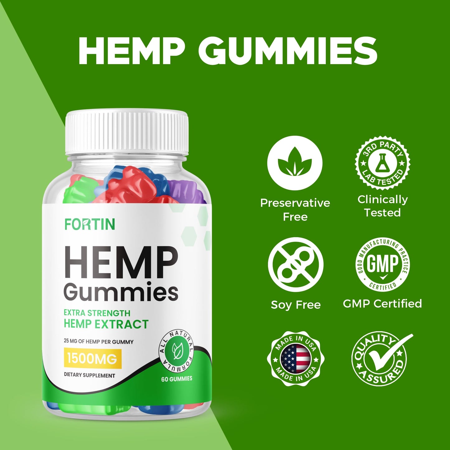 Purvia Fortin Hemp Gummies, 180 Gummies