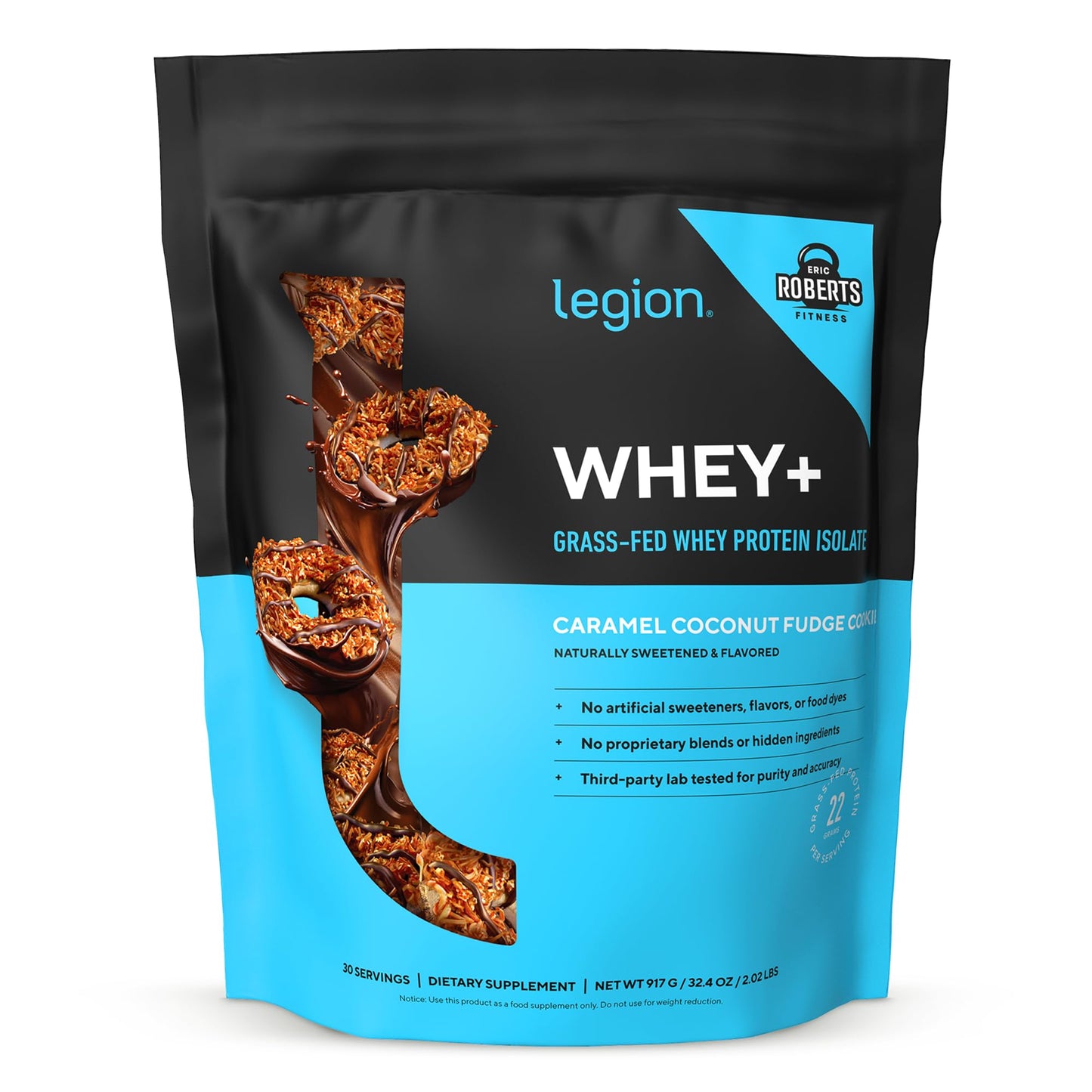 LEGION Whey+ Protein Whey Isolate Powder from Grass-Fed Cows, 30 Servings