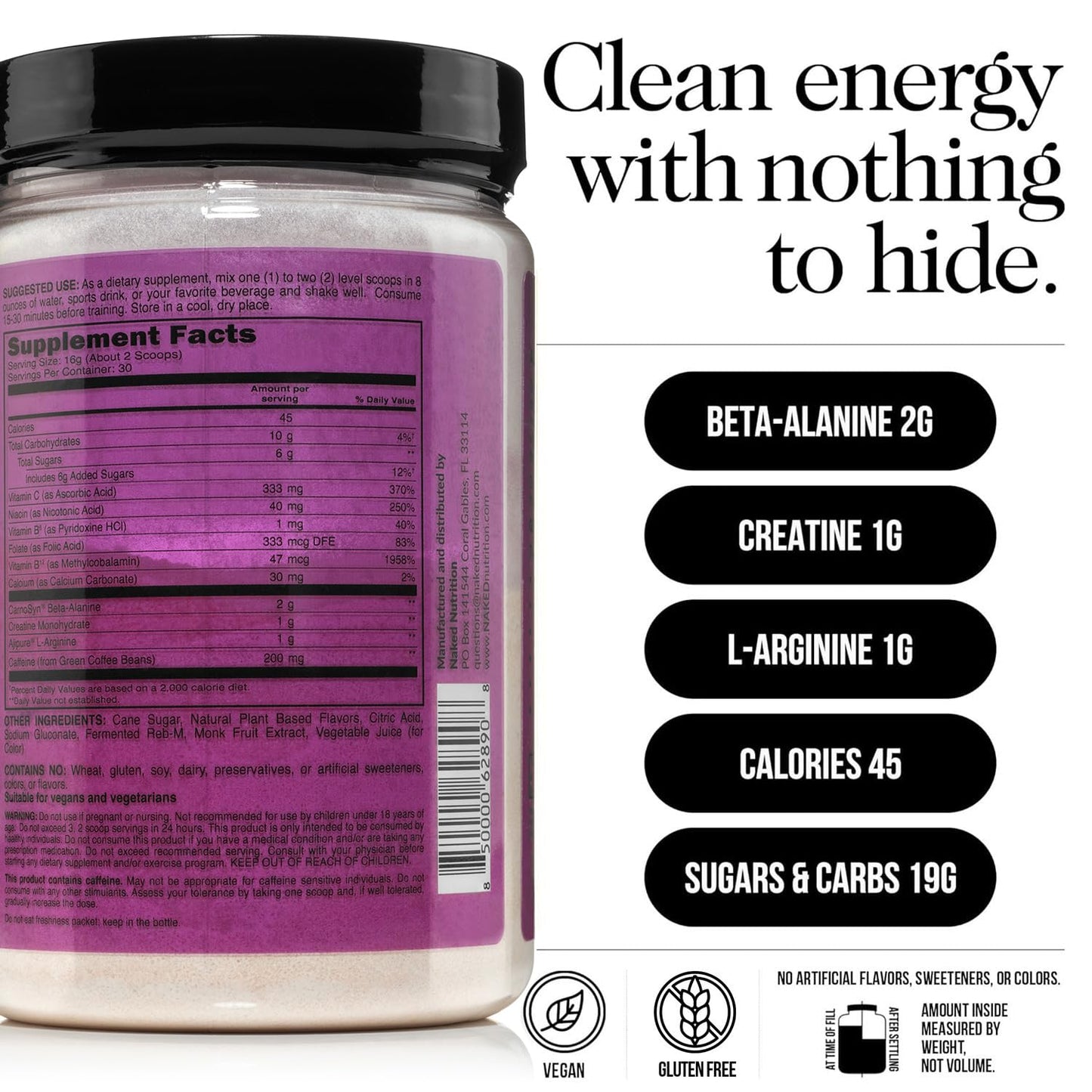 NAKED Fruit Punch Energy Pre Workout Powder, 17.6 oz