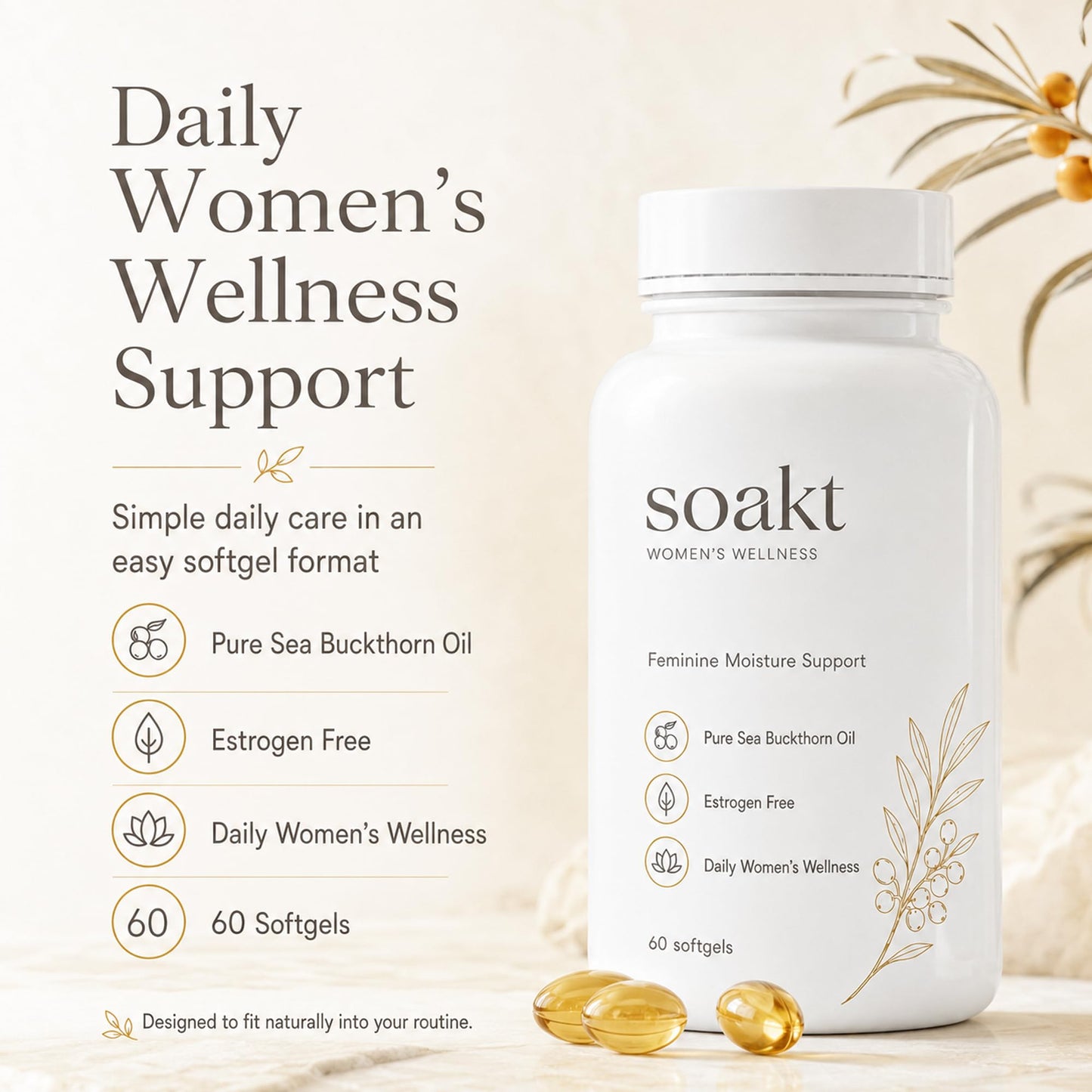 Three-Eyed Monster Soakt Sea Buckthorn Oil Softgels, 60 Count