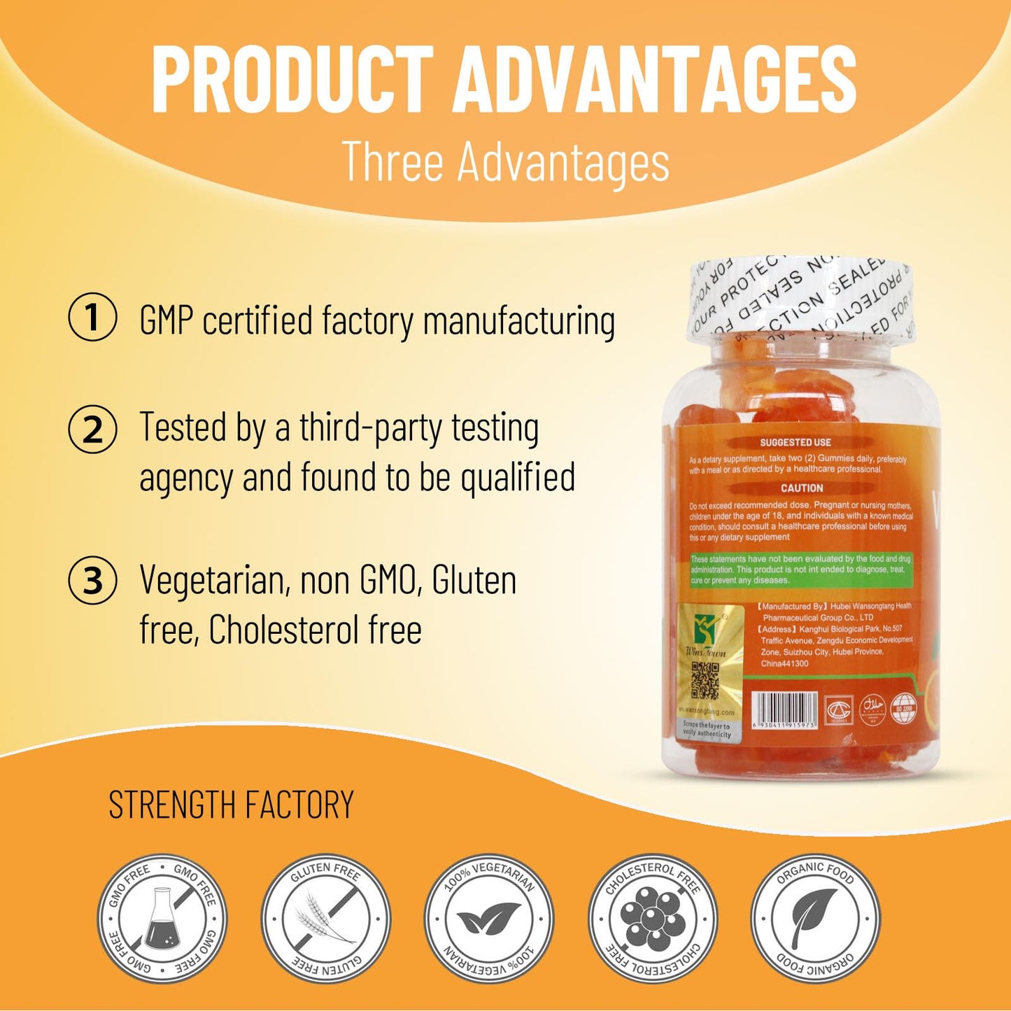 Wins Town Vitamin C Gummies 250mg, 60 Count