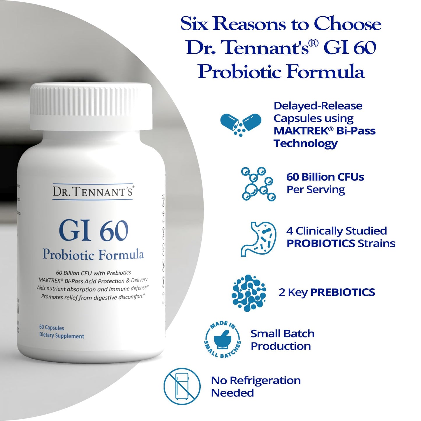 Dr. Tennant's Probiotic Formula with Prebiotics Capsules, 60 Capsules