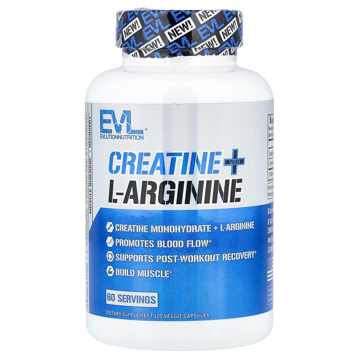 Evlution Creatine + L-Arginine Capsules, 120 Count