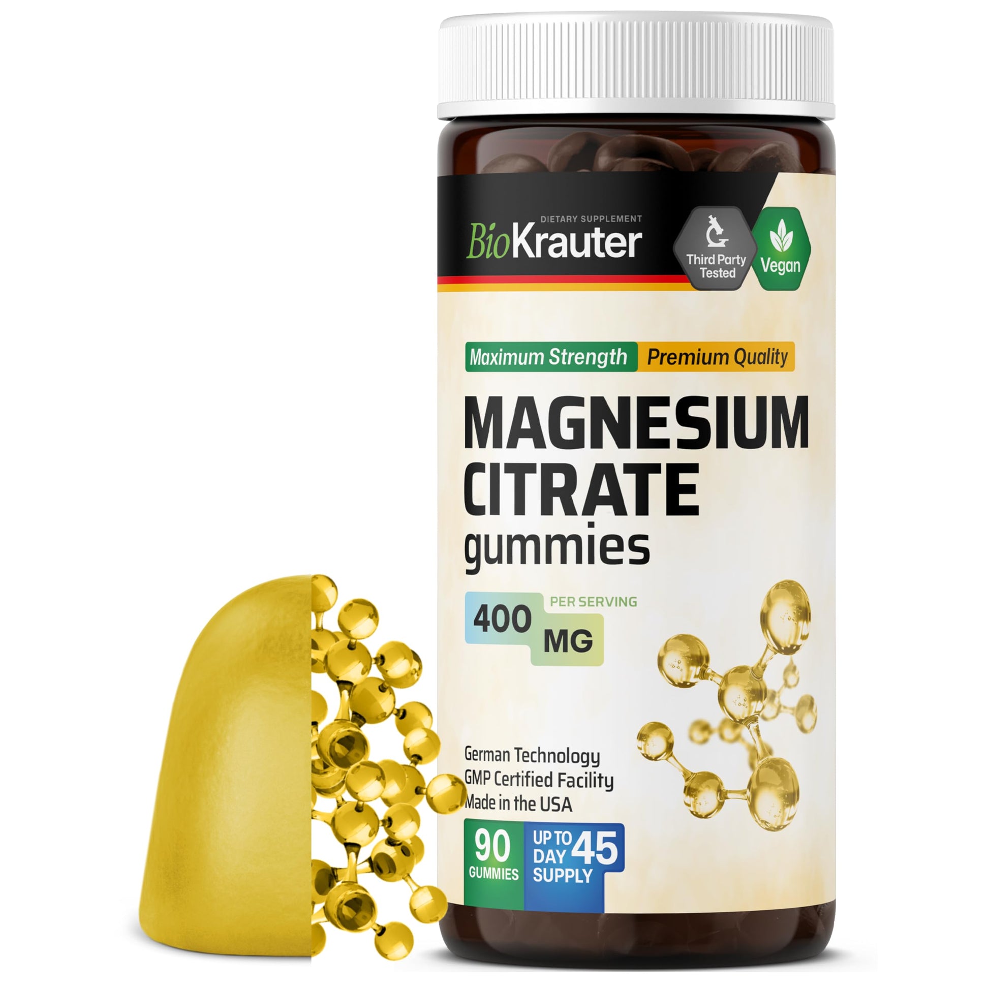 BIO KRAUTER Magnesium Citrate Gummies 400 mg, 90 Gummies