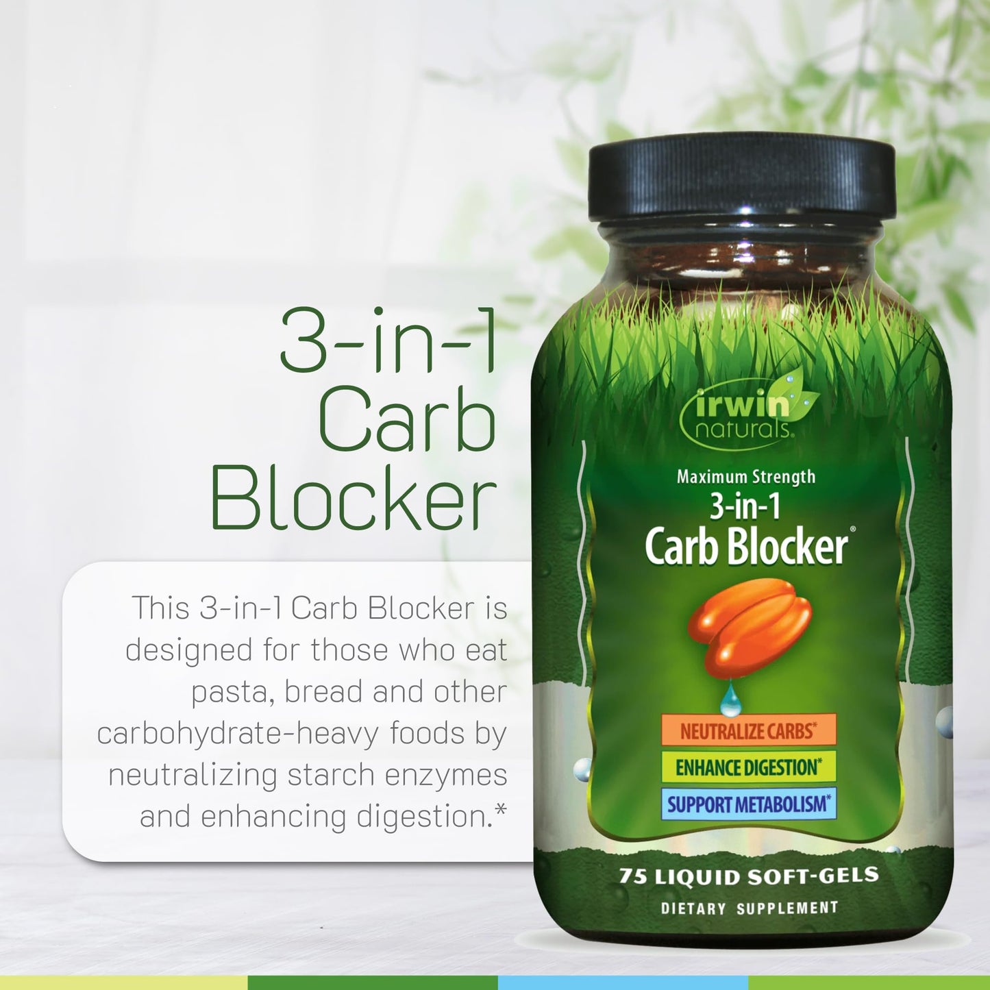 Irwin Naturals 3-in-1 Carb Blocker Softgels, 75 Count