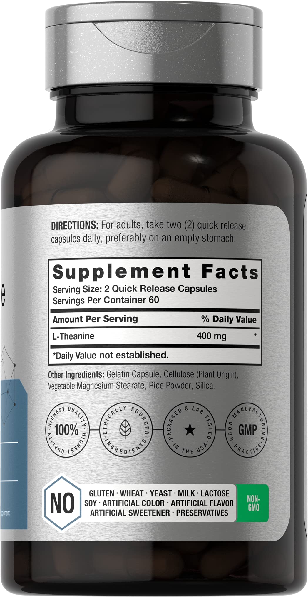 Horbäach L-Theanine Supplement 400mg Capsules, 120 Count