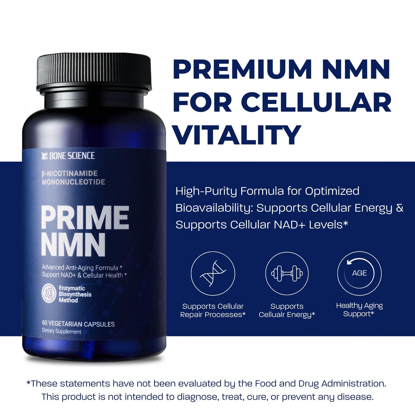 BONE SCIENCE Uthever NMN & Pterostilbene 6-in-1 Complex with Resveratrol, Glutathione & BioPerine, 60 Capsules