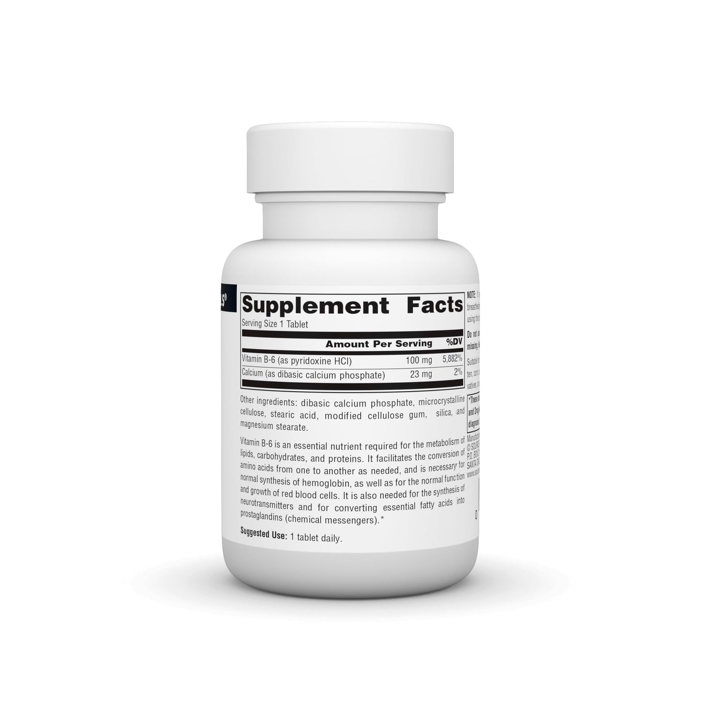 Source Naturals Vitamin B-6 100mg Tablet, 100 Tablets