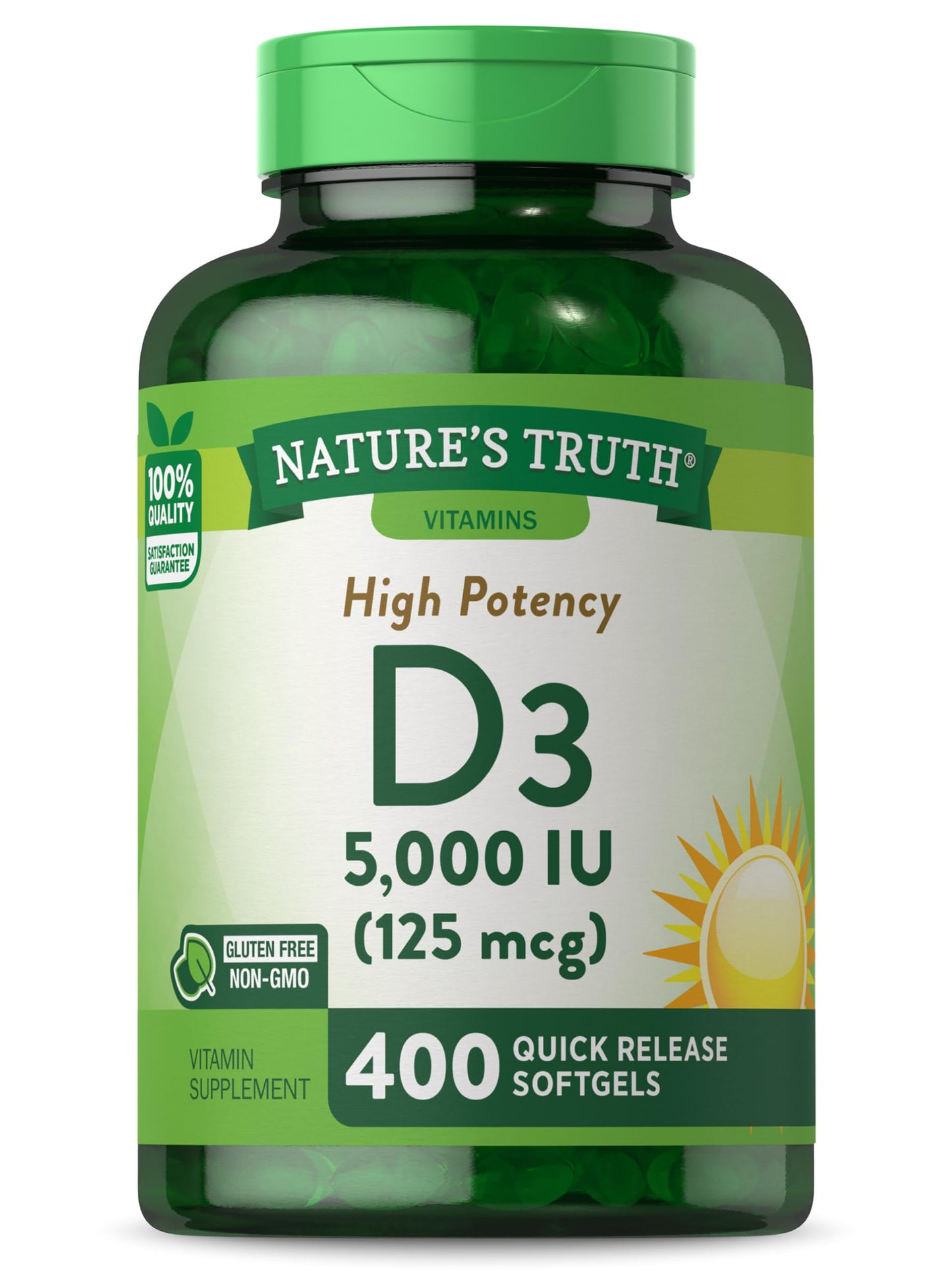 Nature's Truth Vitamin D3 5000 IU Softgels 400 Count