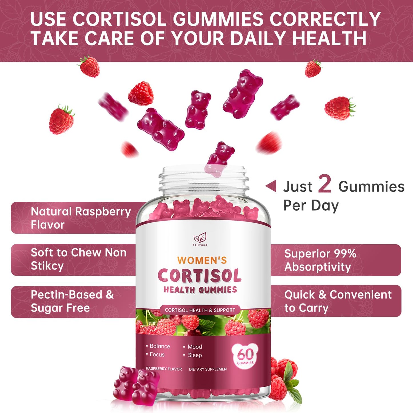 Fzjjyana Cortisol Manager Gummies 60 Count