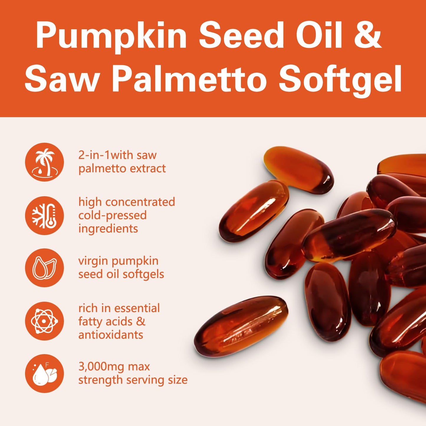 OrgEnthium Pumpkin Seed Oil with Saw Palmetto Capsules, 300 Count