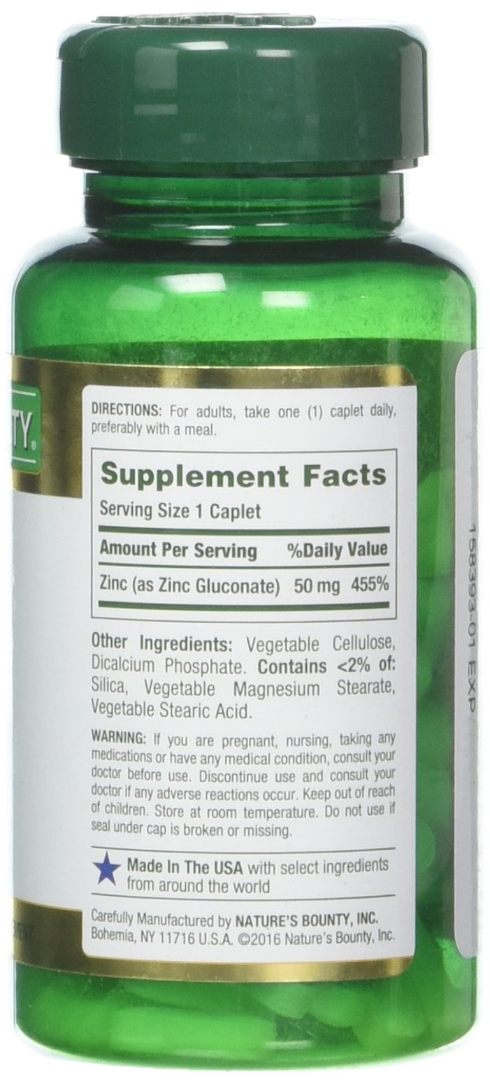 Nature's Bounty Zinc 50 mg Tablet 100 Count